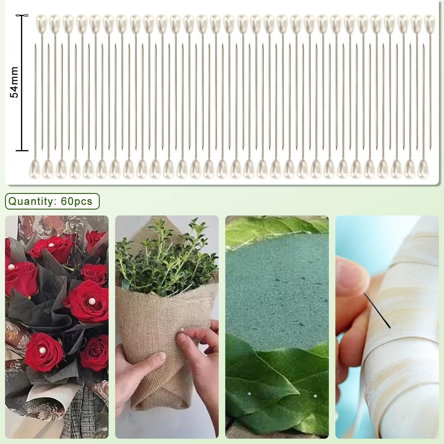 Floral Kit with Green Tape, Wire Stems, Pins & Cutter for Bouquets & Crafts