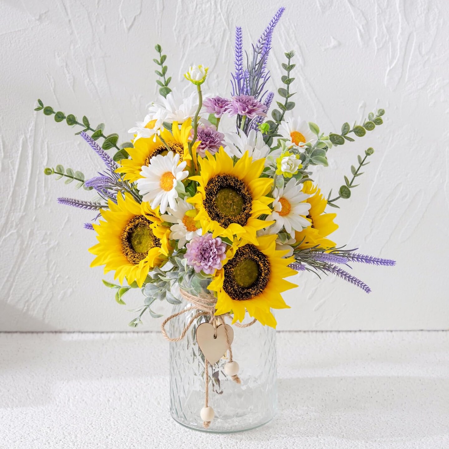 Artificial Faux Flowers in Vase for Home Decor Centerpiece
