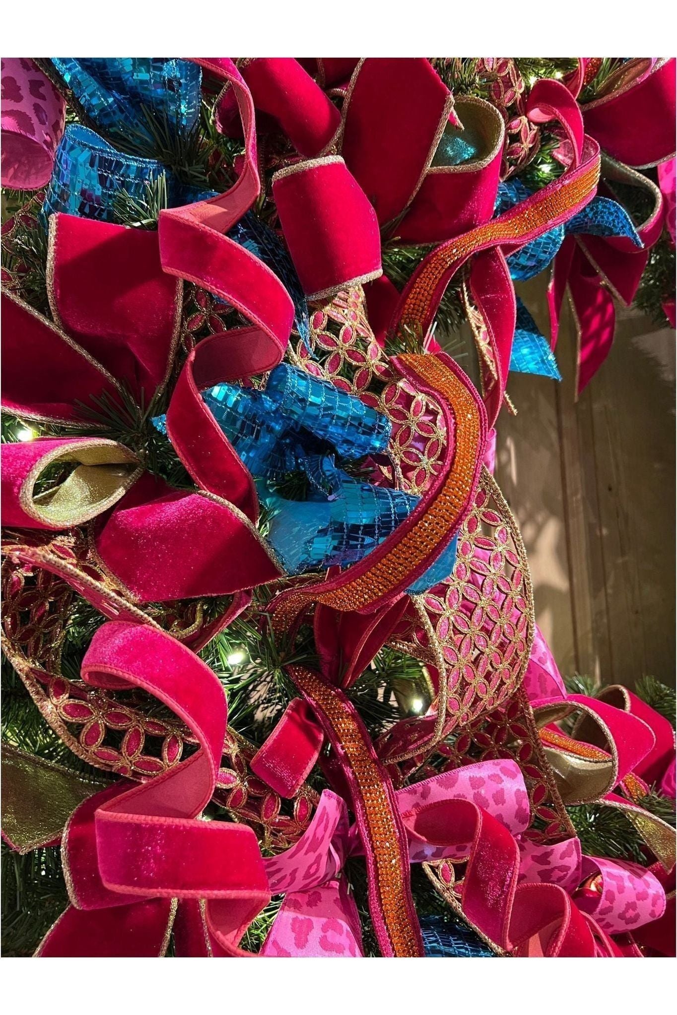1&#x22; Metallic Dupion Duchess Jewel Ribbon: Hot Pink/Orange (5 Yards)