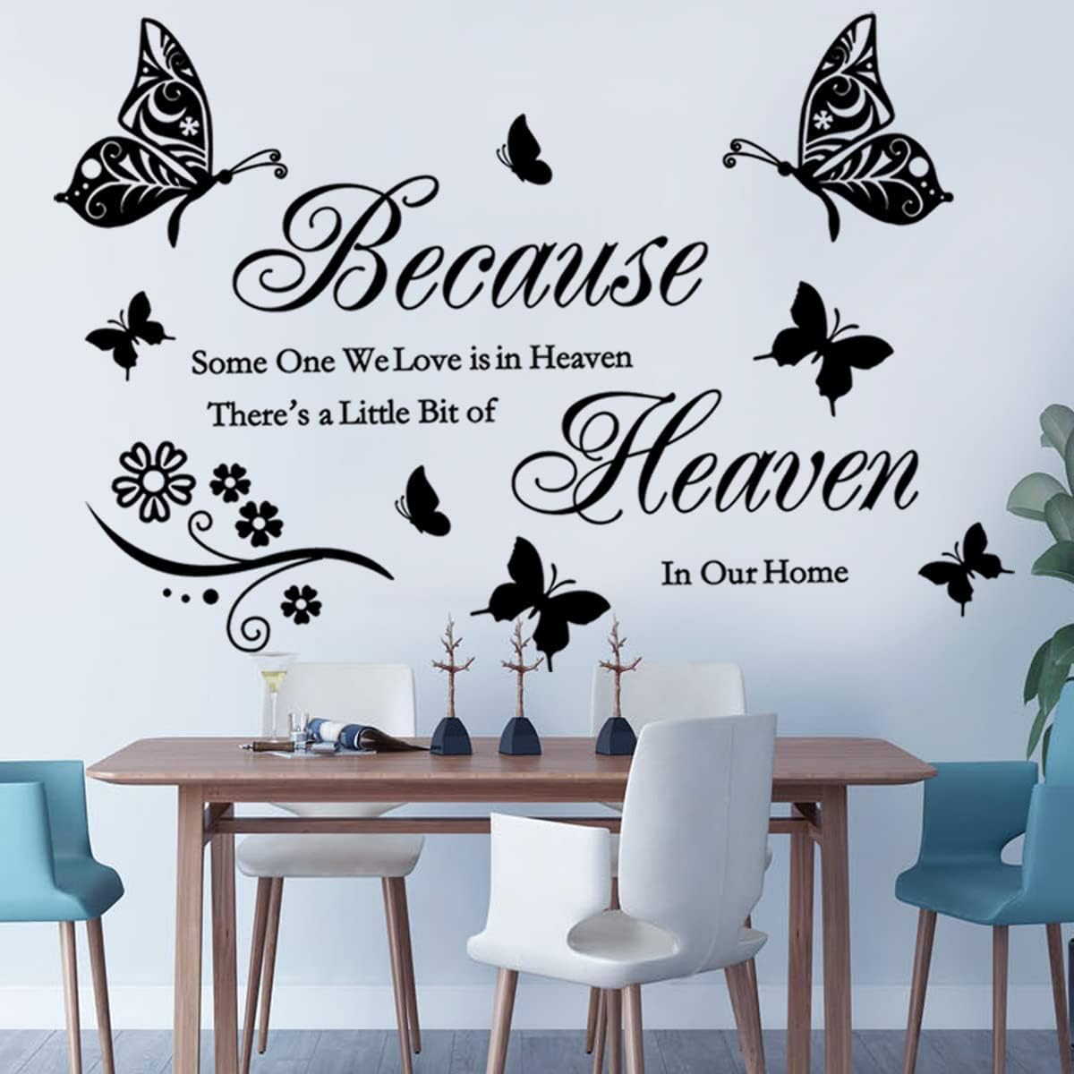 Supzone Flowers &#x26; Butterflies Wall Decals - DIY Black &#x26; Floral Wall Stickers for Bedrooms &#x26; Living Rooms
