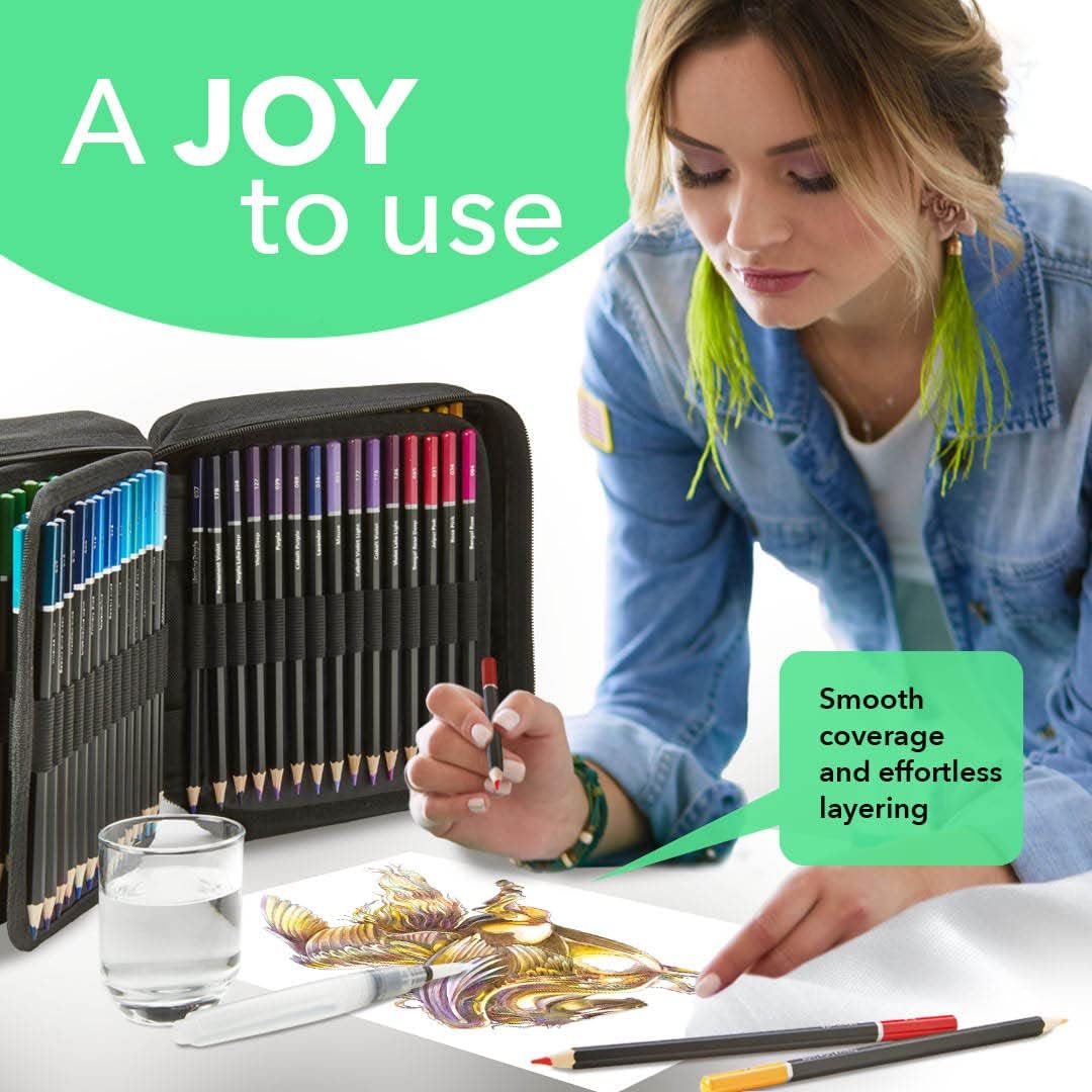 120 Watercolour Pencils Set with Extras | Quality Vibrant Pigments | Draw and Paint at the Same Time | For Adult Hobbyists, Professionals | In Carry-anywhere Travel Case