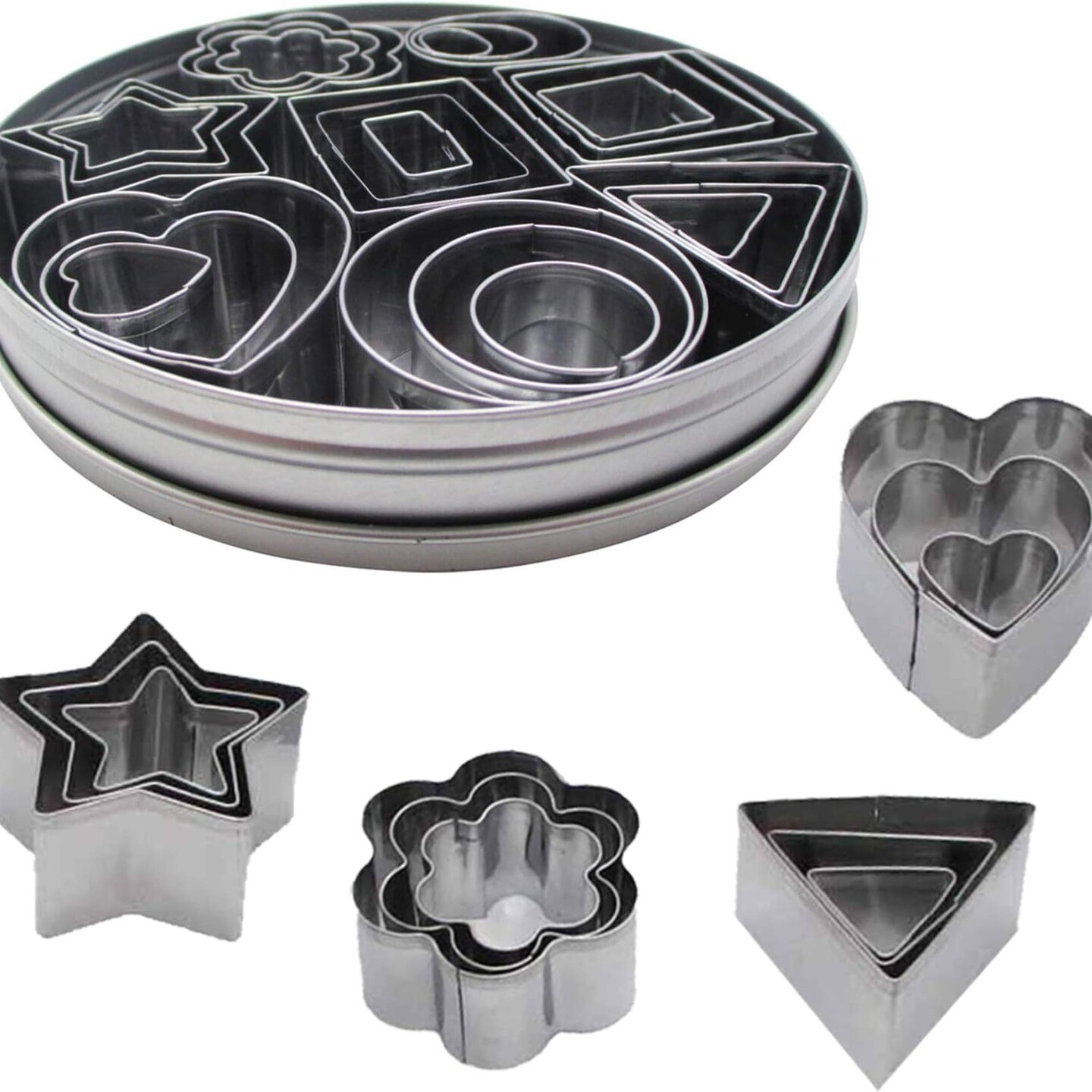 Cookie Cutter Set with Storage Box 24 Shapes for Baking & Crafts