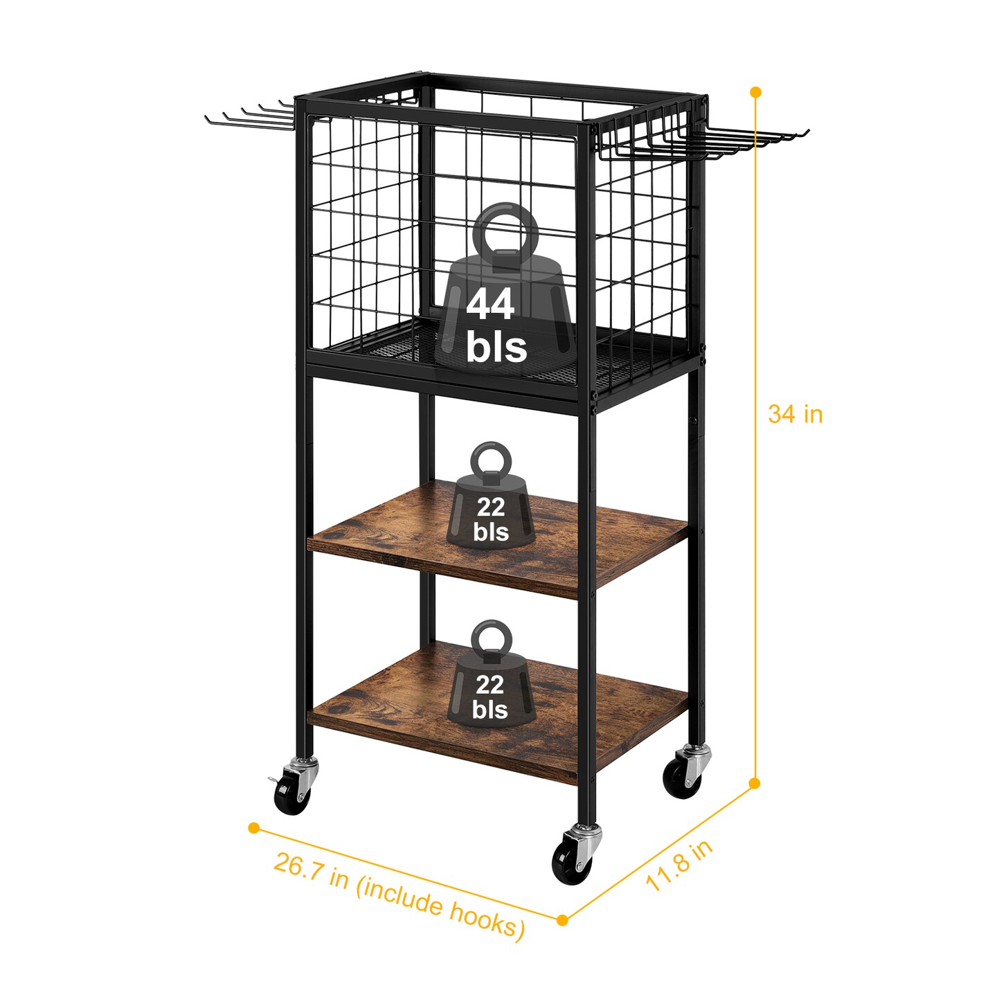 Multi-Functional Weight Rack for Home Gym &#x2013; Portable Storage Organizer with Wheels, Hooks &#x26; Yoga Mat Holder for Dumbbells, Resistance Bands, Blocks