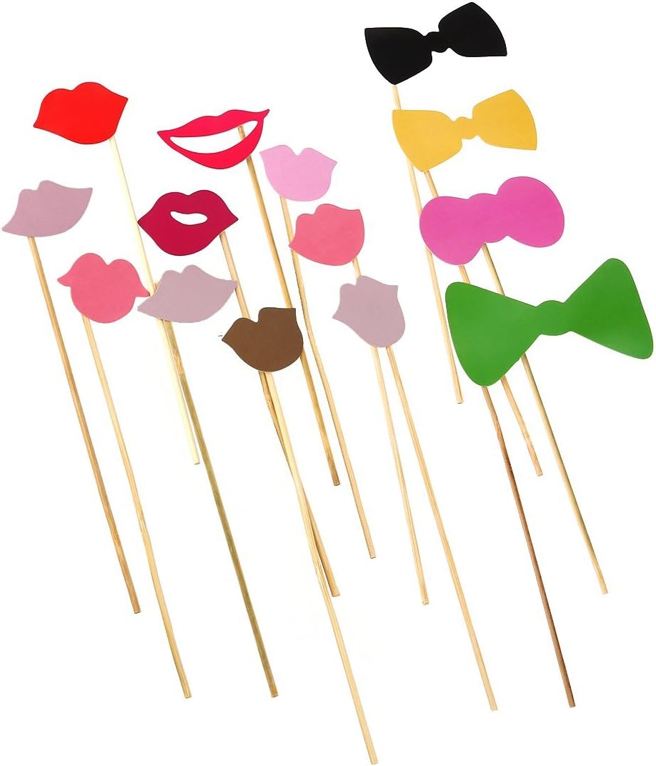 Photo Booth Props DIY Kit Dress-up Accessories Party Favors for Wedding Party Reunions Birthdays,60 pieces