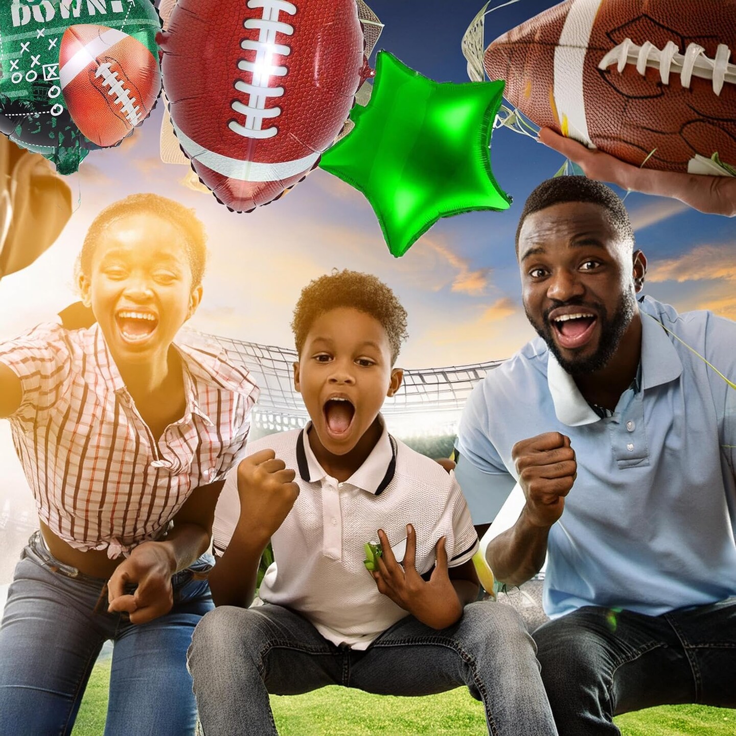 6 Pieces Football Balloons Set Football Field Balloons and Football Foil Balloons for Tailgate Football Theme Supplies Game Day Birthday Party Decorations, Football Birthday Party Supplies