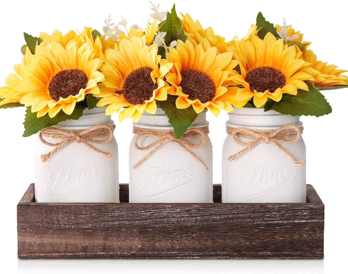 Mason Jar Sunflower Kitchen Decor, Spring Centerpieces for Tables