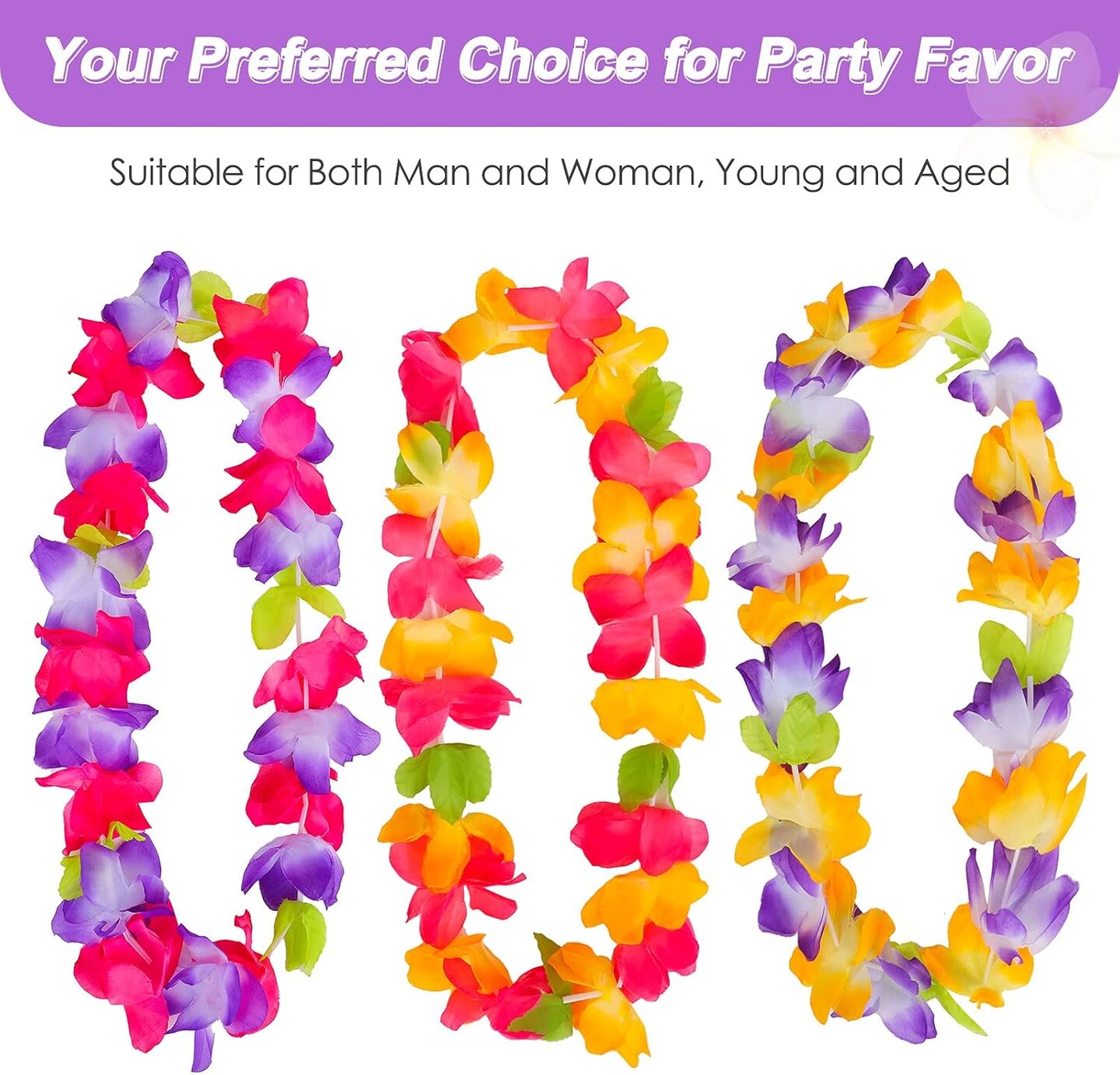 24 Pieces Summer Garland Hawaiian Leis Necklaces Bulk Hawaiian Leis Luau Garlands for Hawaiian Party Decorations, Luau Party Supplies