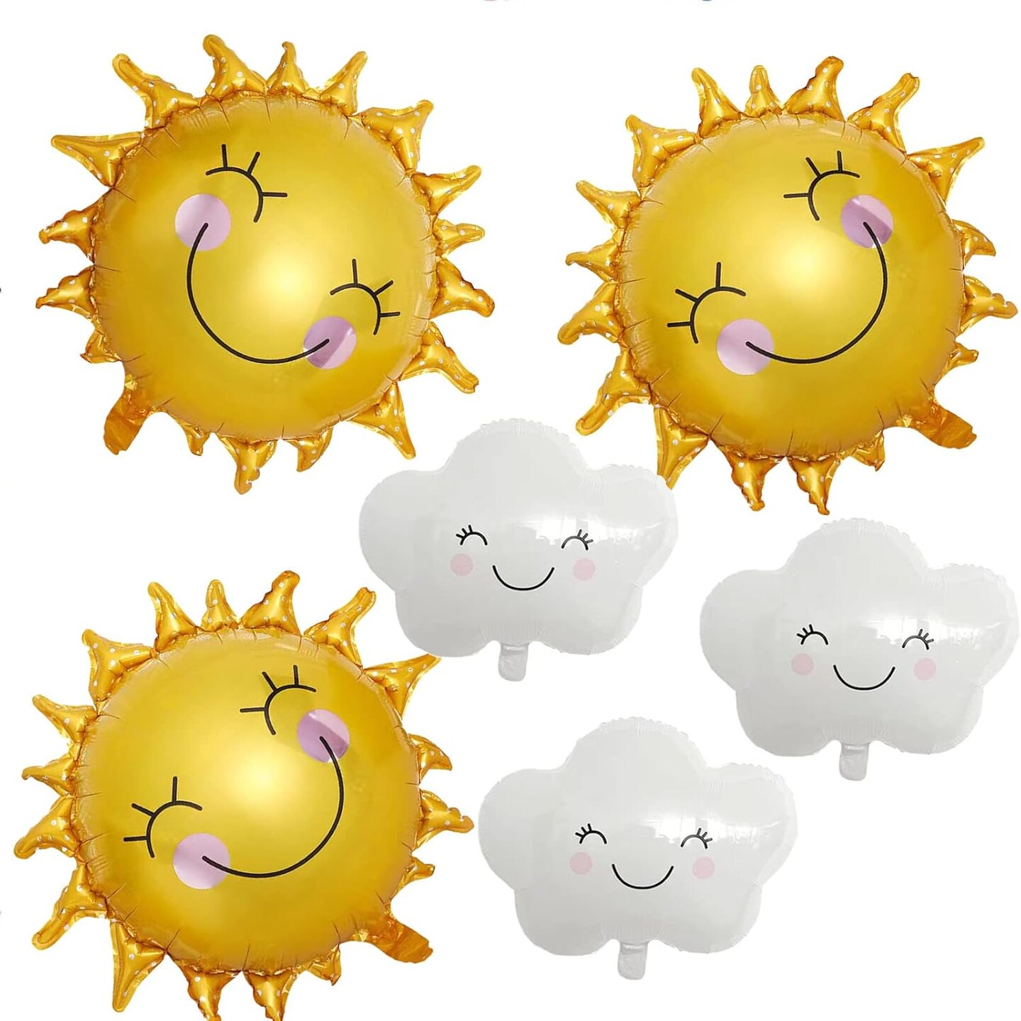 6PCS Sun Foil Balloons Cloud Mylar Balloons for Birthday, Baby Shower, Theme Party Decorations