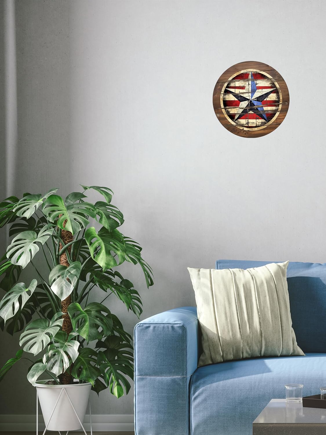 Rustic Wall Decor Wall Plaque Sign Round Metal Tin Sign American flag Wreath Round for Wall Decor