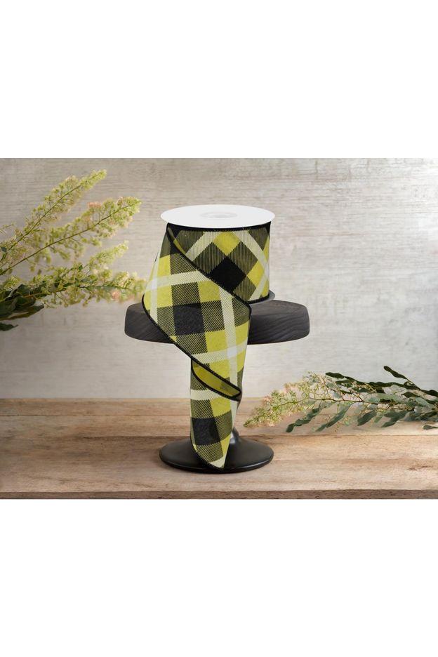 2.5&#x22; Printed Plaid Ribbon: Yellow, Black, White