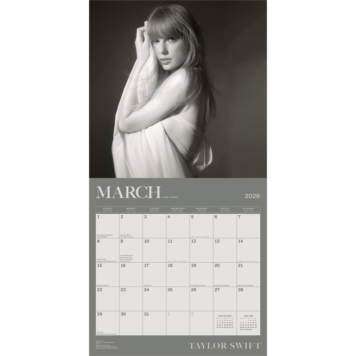 Taylor Swift OFFICIAL | 2026 12x24 Inch (Hanging) 18 Months Monthly Square Wall Calendar | July 2025 - December 2026 | Plastic-Free
