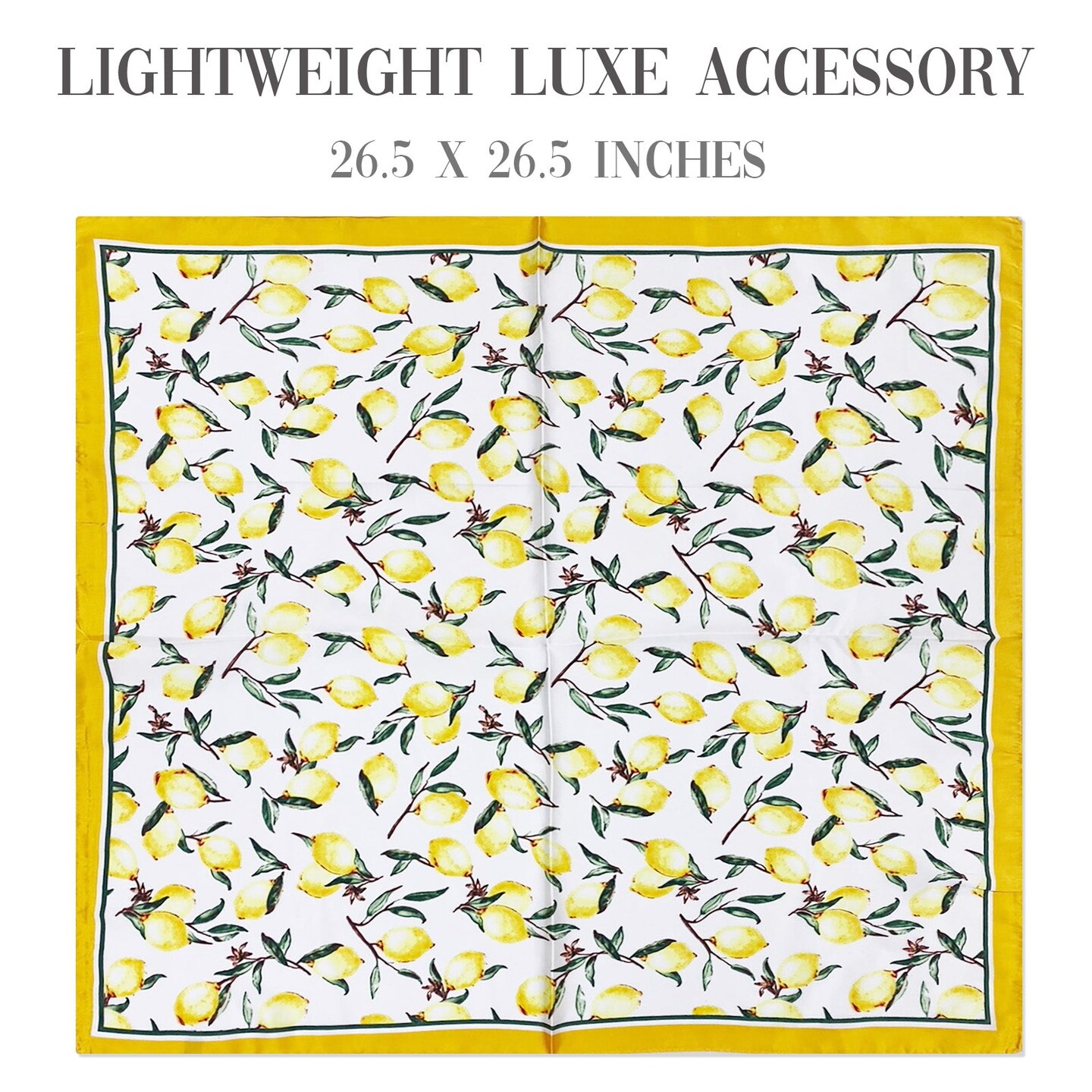 Wrapables Satin Neckerchief Square Scarf 26.5 x 26.5 Inches, Lemons