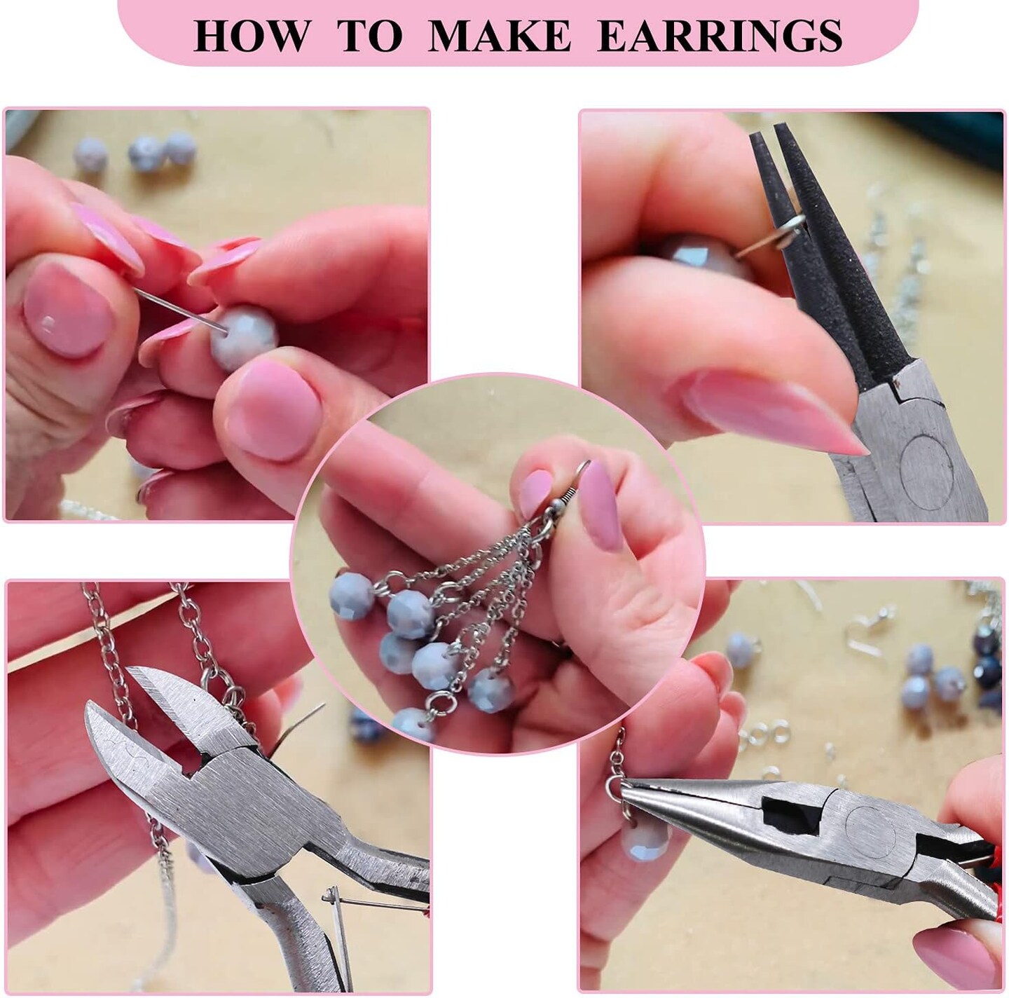 Jewelry Making Supplies Kit - 24 + 845 Pcs Jewelry Making Tools for Repair, Crafting, Earring, Ring, and Beading