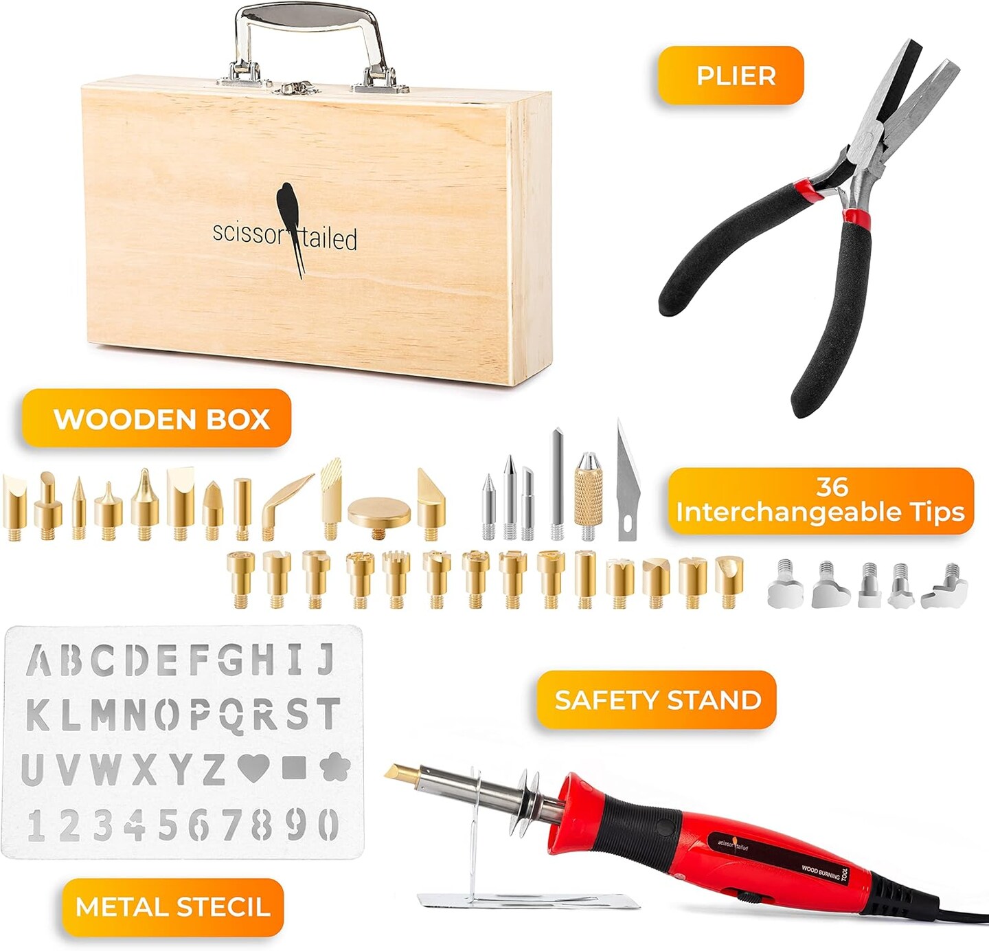 Premium Wood Burning Kit 43PCS, Dual Power Mode Wood Burner Pen Tool with 36Tips & Accessories All In A Wood Storage Case - Complete Gift For An Effortlessly Mastering The Art Of Pyrography
