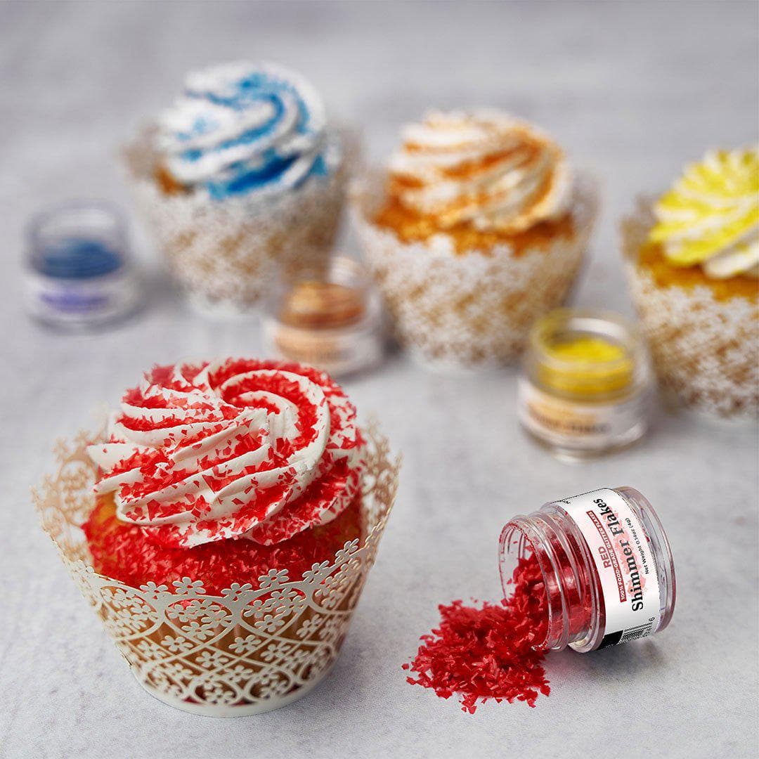 Red Edible Shimmer Flakes 4 Gram Jar