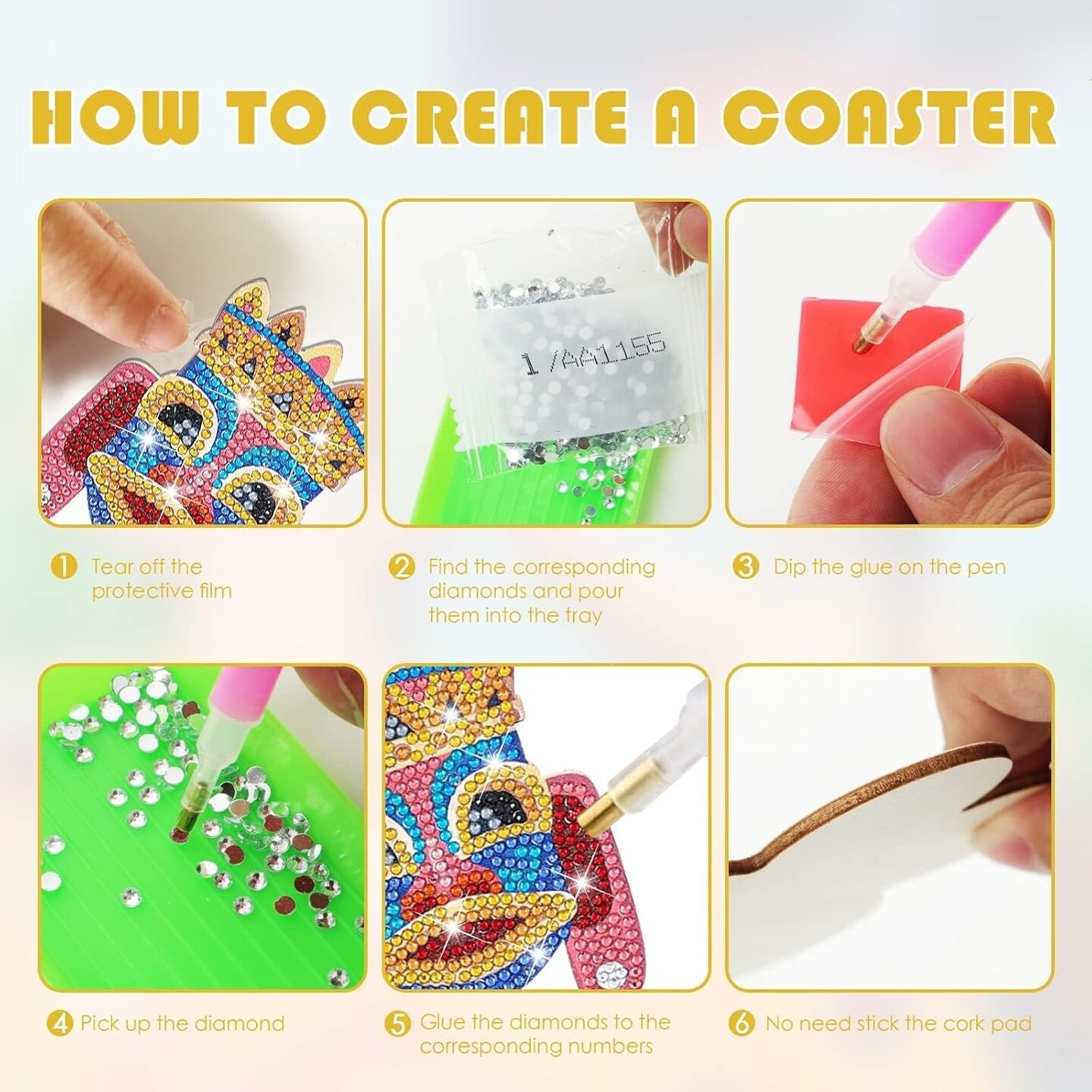10 Pcs Summer Tiki Shaped Diamond Art Coasters Kits DIY Hawaii Diamond Dots Art Coasters with Holder Christmas Crafts