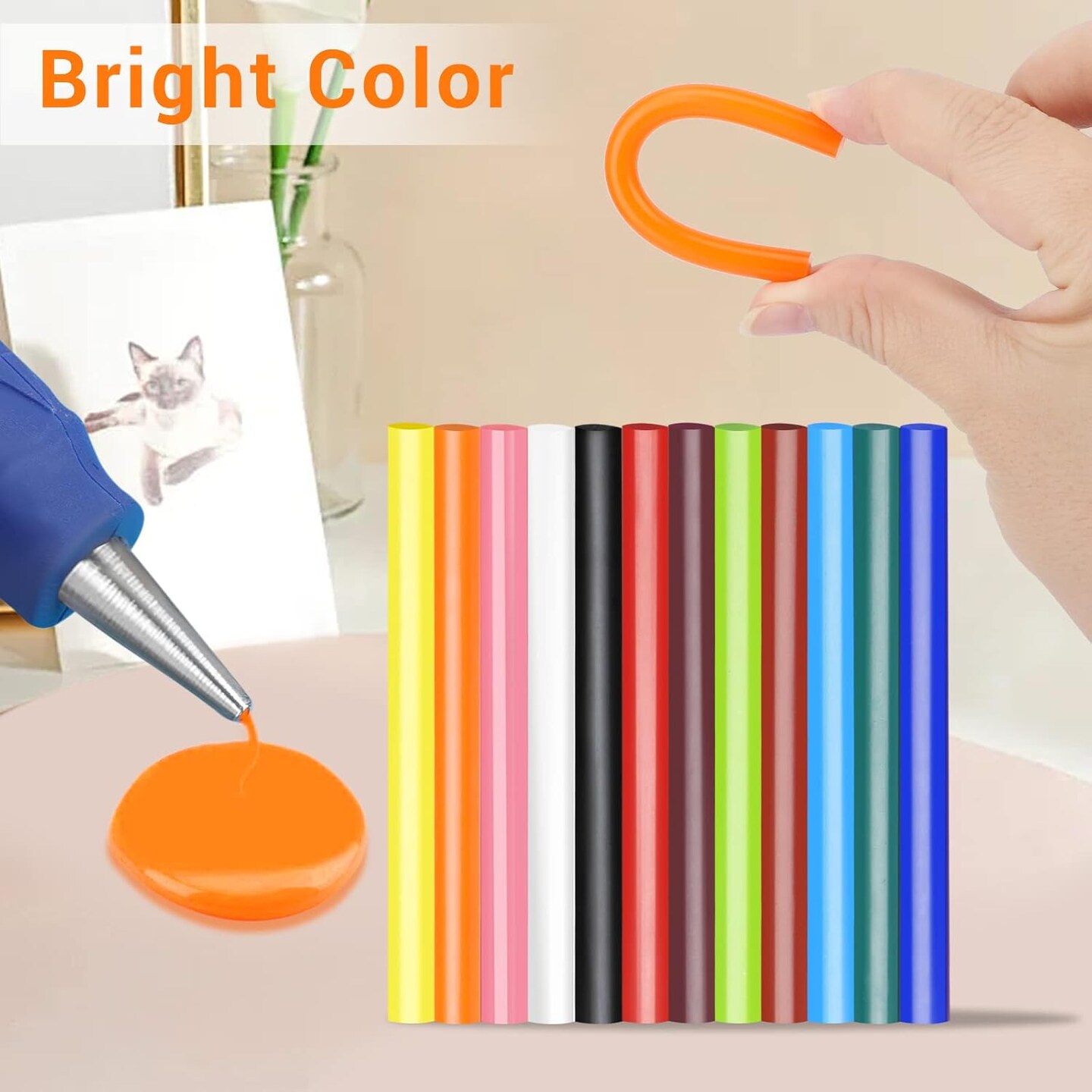 Colored Hot Glue Stick, 48 PCS 0.27" Dia x 4" Long Mini Hot Melt Glue Sticks Colored, Adhesive EVA Glue Sticks for Sealing Repairing Stamp DIY Art Handmade Car Craft Decoration Office Project