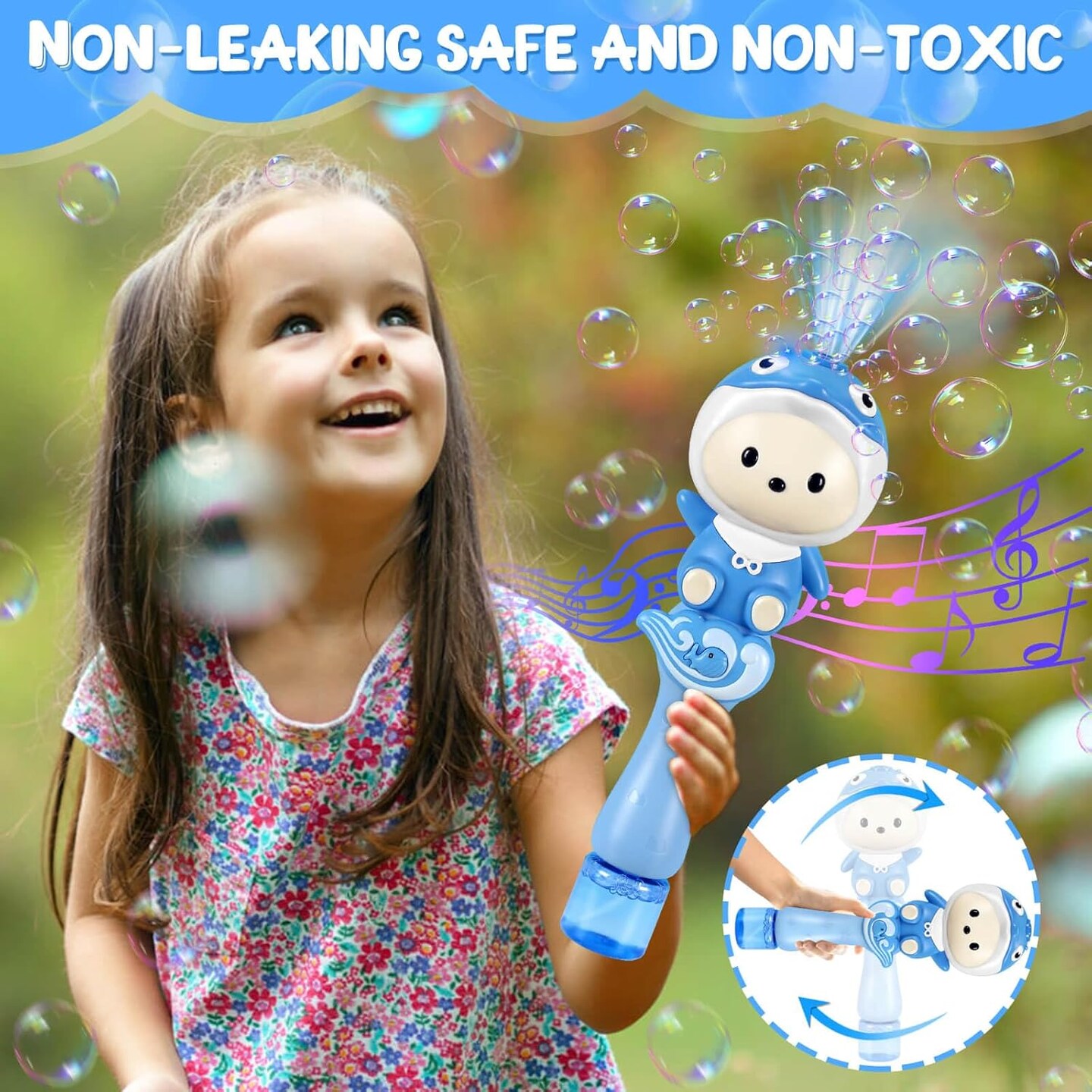 Bubble Toys Bubble Wands for Kids Light Up Bubbles Machine Blower Maker with Bubble Solution Outdoor Toy Gift