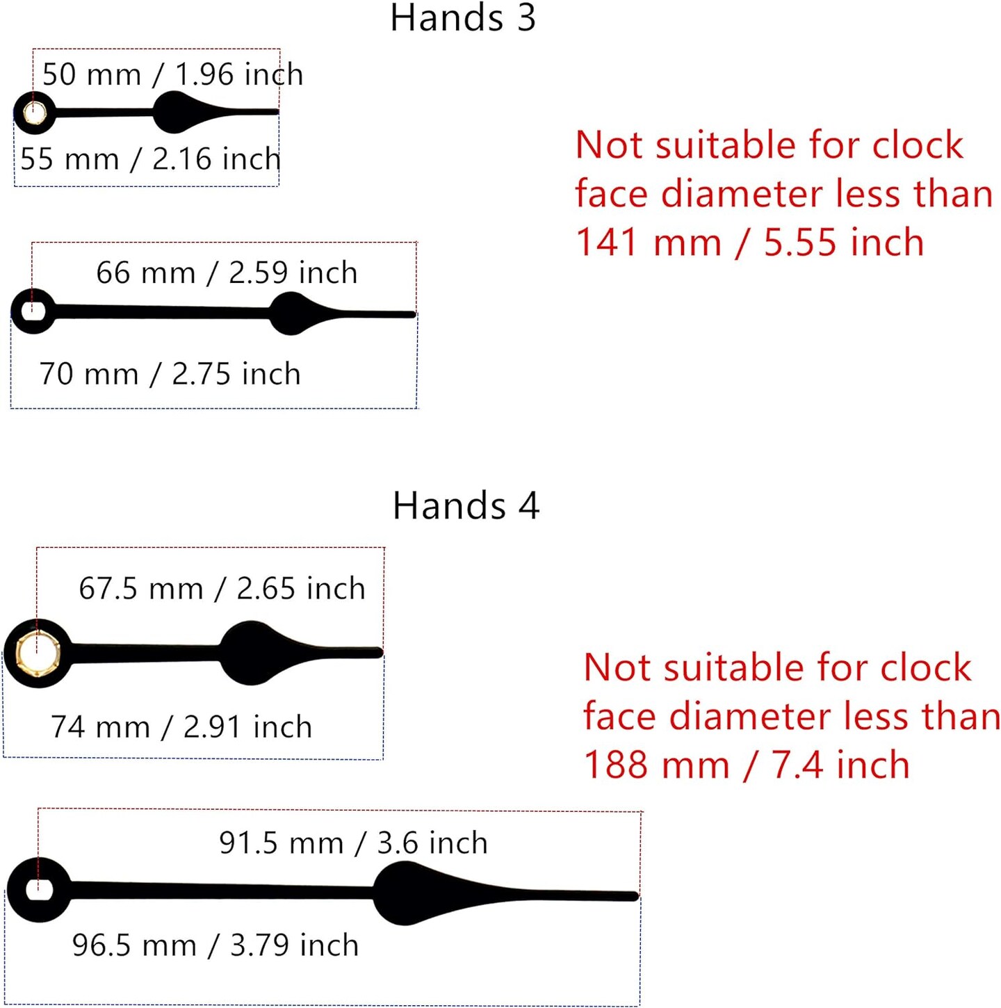 Quartz DIY Wall Clock Movement Mechanisms Battery Powered DIY Repair Parts Replacement with 4 Sets Hands,3/10 Inch Maximum Dial Thickness,29/32 Inch Total Shaft Length. 0.63"W x 2.2"H