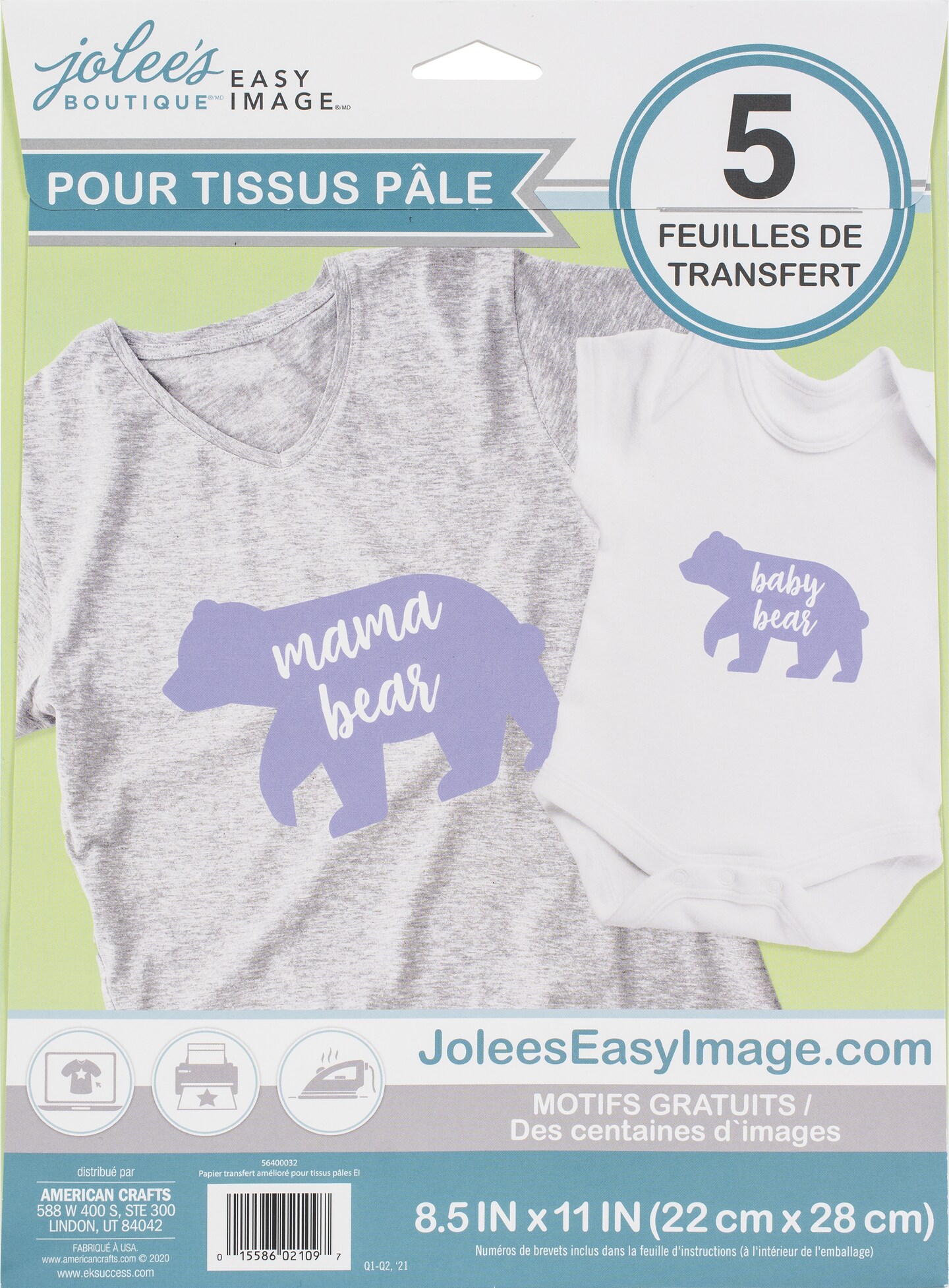 Jolee's Easy Image Transfer Sheets 8.5"X11" 5/Pkg-For Light Fabrics