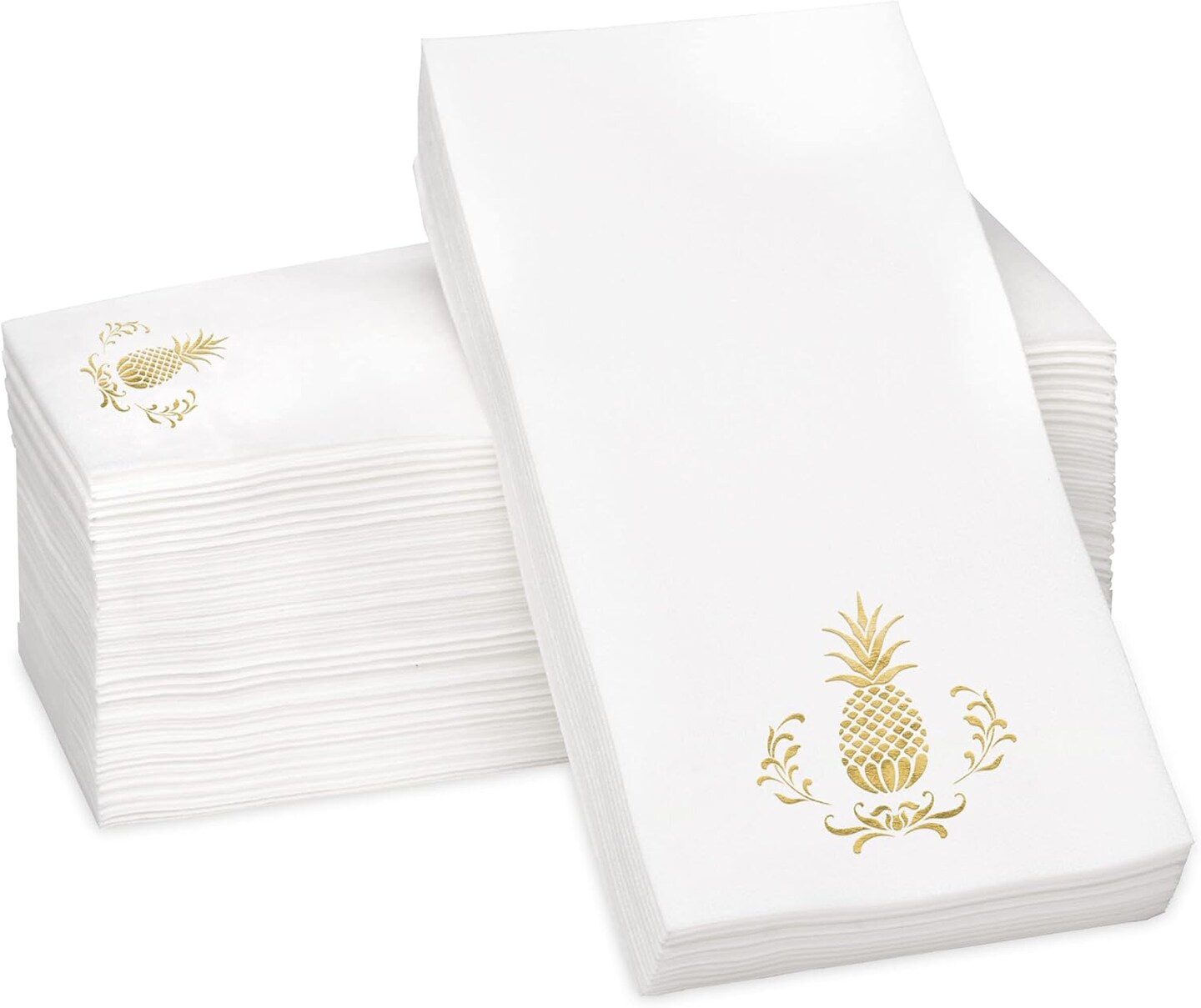 100-Pack Gold Pineapple Foil Airlaid Paper Napkins, 12×17 in, Linen-Like & Absorbent