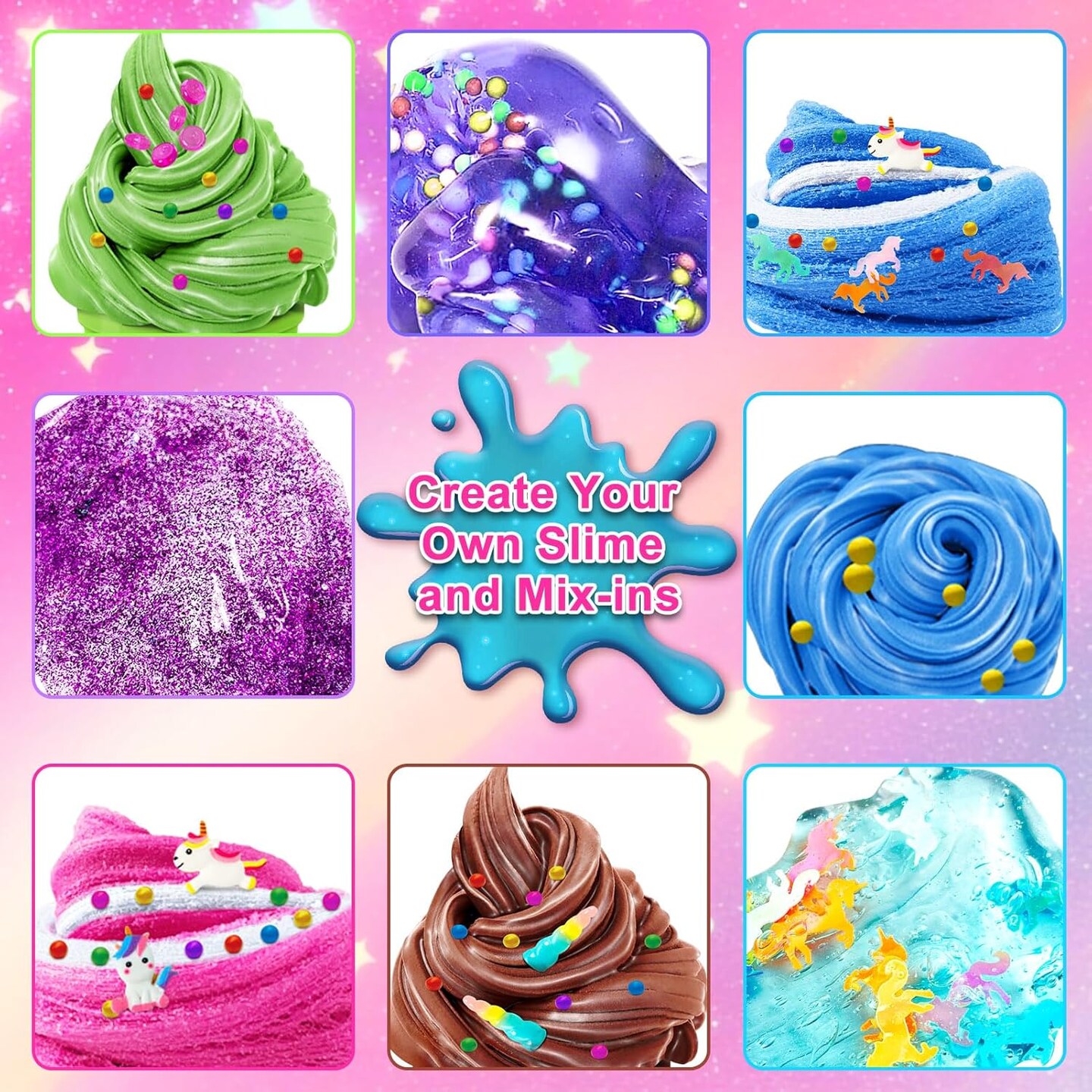 DIY Slime Kit, Slime Making Kit for Girls, Butter Slime, Foam Slime, Cloud Slime with Add-ins, Foam Balls, Charms, Glitters, Slime Party Favors Gift Toys for Kids 6-12
