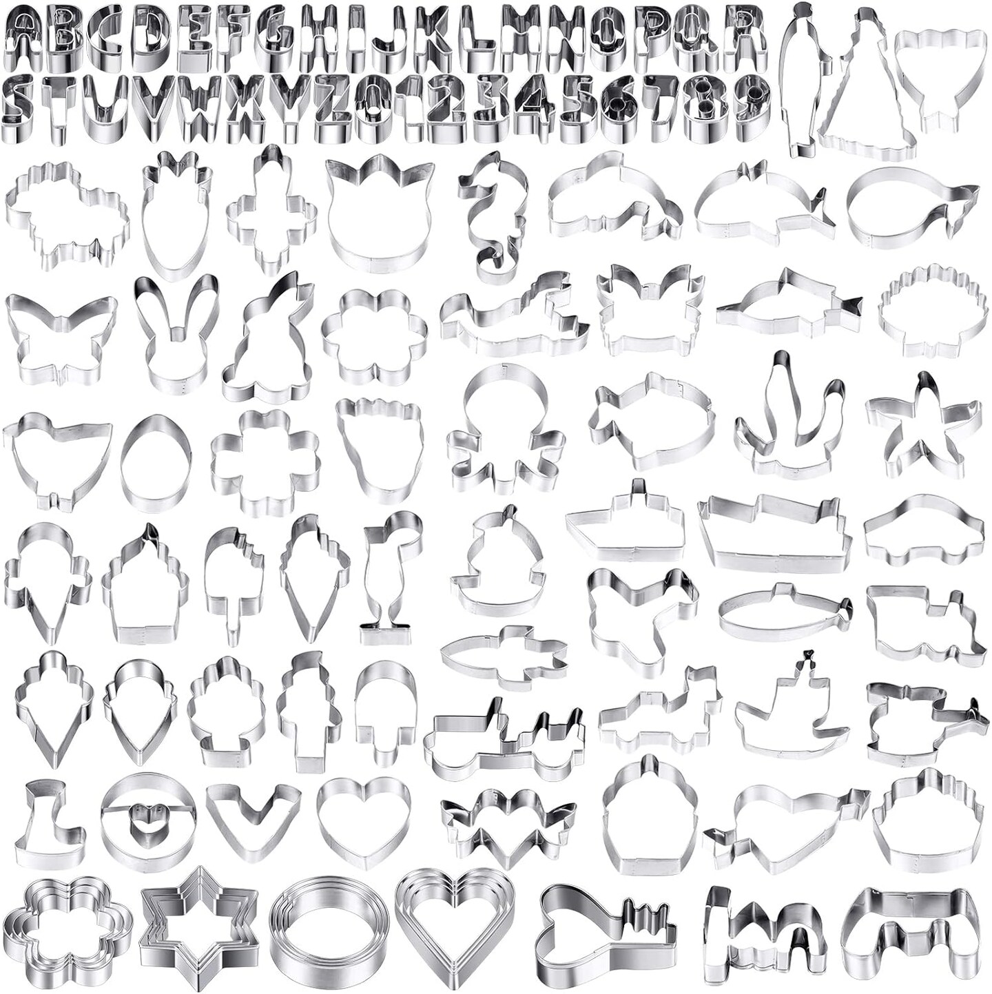 Stainless Steel Cookie Cutter Set Assorted Shapes 108 Pieces