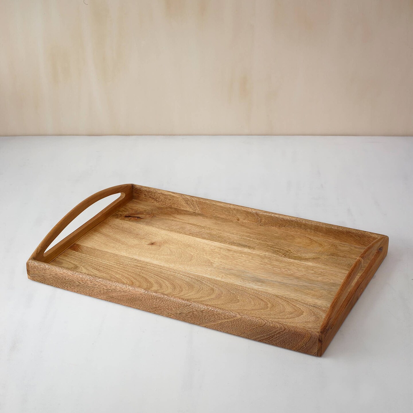 Teak Wooden Tray &#x2013; Natural Wood | Elegant &#x26; Versatile Serving Tray-16X10X2.3&#x22;