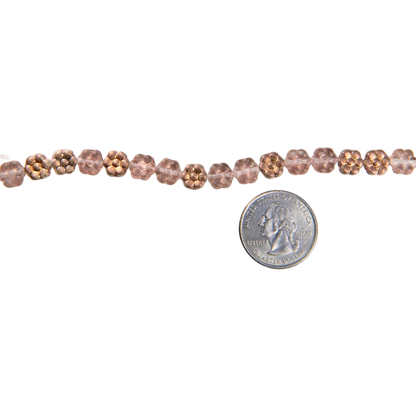 8x4mm Flat Two-Sided Flower Beads in Matte Apollo Gold, One Strand with apx 25 beads GB-FB41