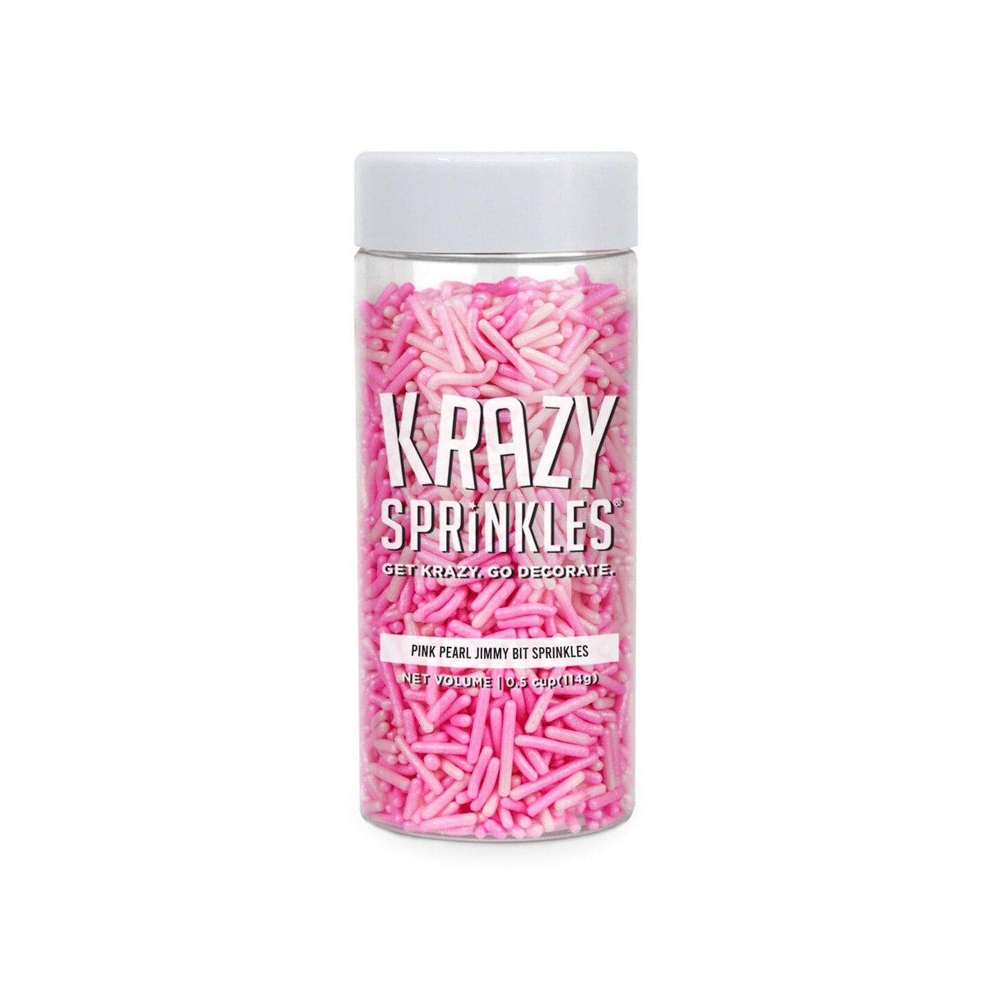 Krazy Sprinkles - Pink Pearl Jimmies (1/2 Cup, 1x Jar) for Cakes, Ice Cream & Cookies