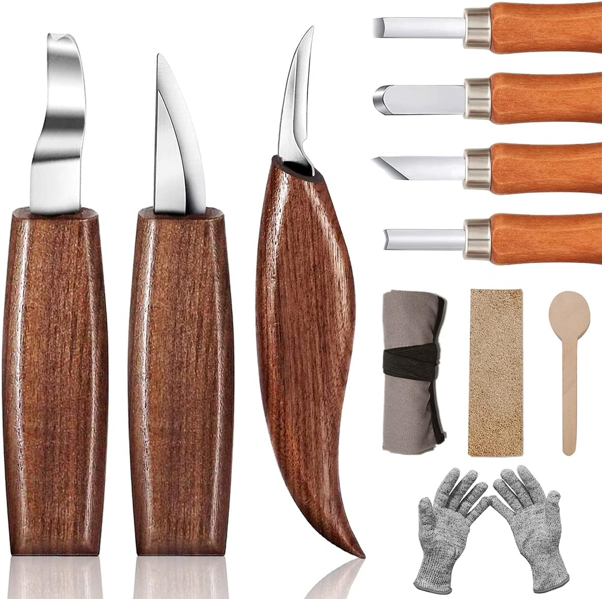Wood Carving Set Whittling Knives 12PCS Kids Christmas Gift Walnut Hand Carving Tools Set Kit for Adults Woodworking DIY