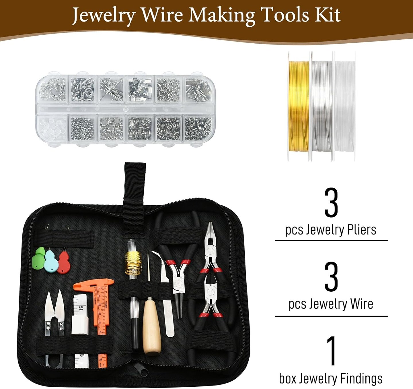 Jewelry Making Supplies Kit with Jewelry Pliers, Jewelry Wires and Jewelry Findings for DIY
