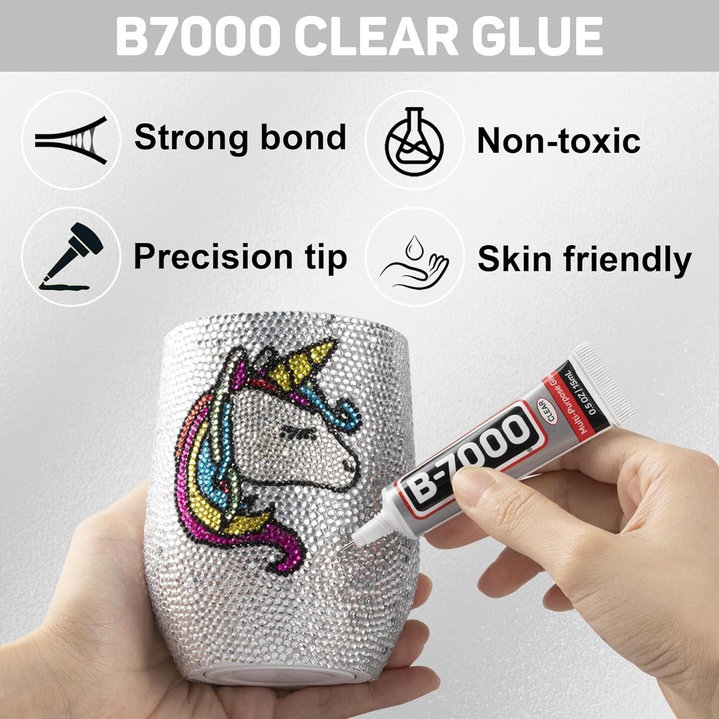 Clear Glue with 11000Pcs Silver Clear Rhinestones for Crafts Clothing Clothes Fabric Crafting, Flatback Gems Rinestones Kit for Shoes Tumblers, Flat Back Crystals Diamonds