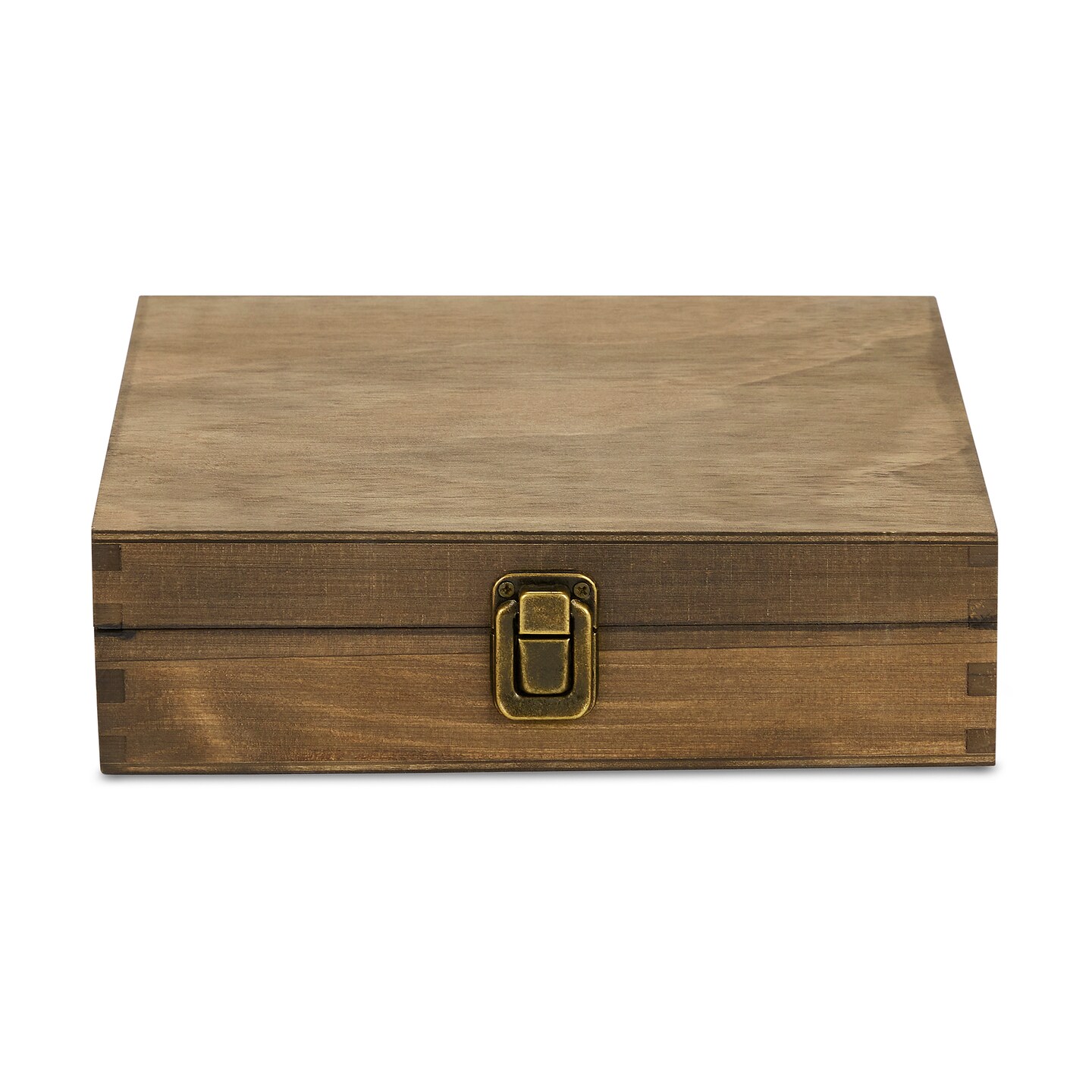 Makerflo Natural Pine Wood Cigar Box, Hinged Back & Front Clasp, Black Felt Lined, 8.5" x 8" x 2.4", Ideal for Craft - (Laser Engraving, Epoxy, UV DTF, and Vinyl)