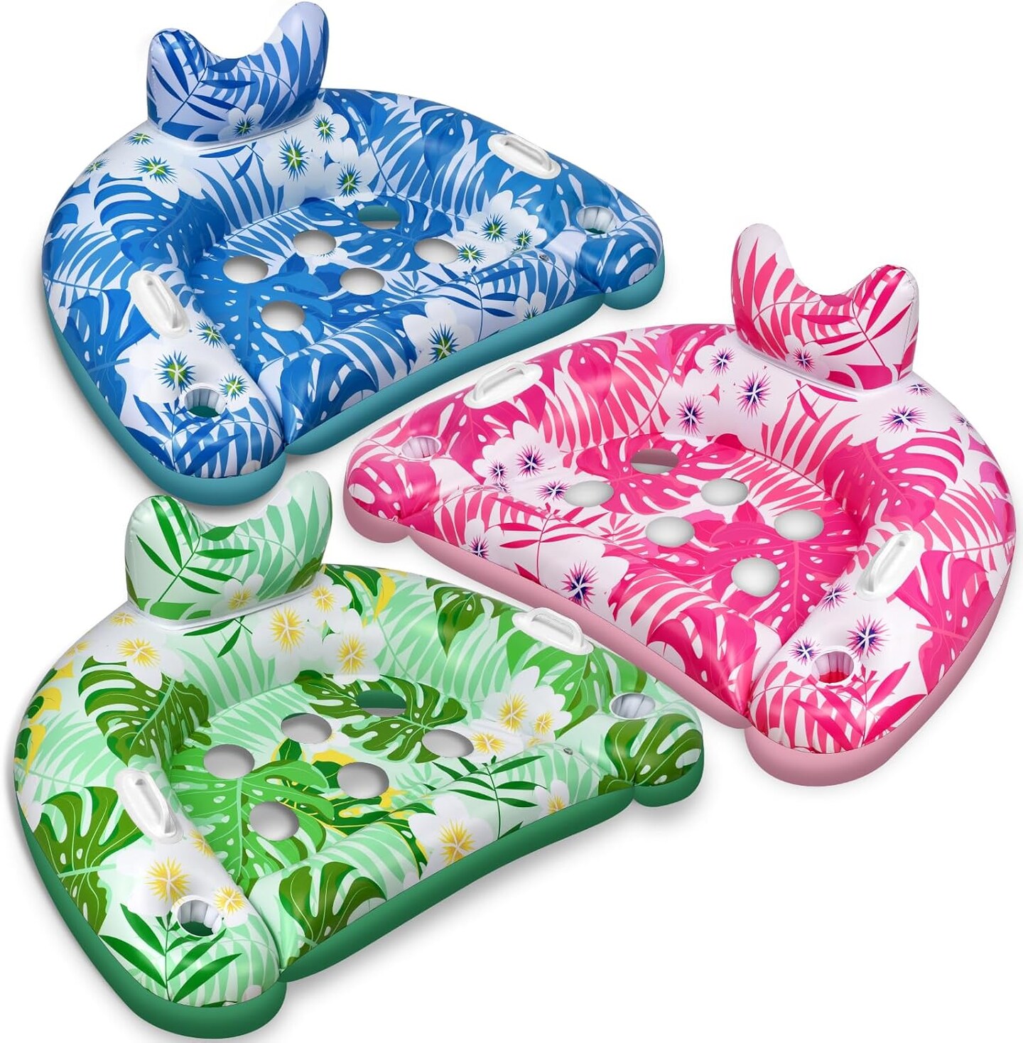 Pool Floats, 3 Pack Inflatable Pool Floats Adult &#x26; Kids, Pool Float with Cupholders &#x26; Duty Handles, Upgraded XL Pool Chairs, Premium Summer Pool Toys for Lakes, Rivers, Beach Vacation, Water Party