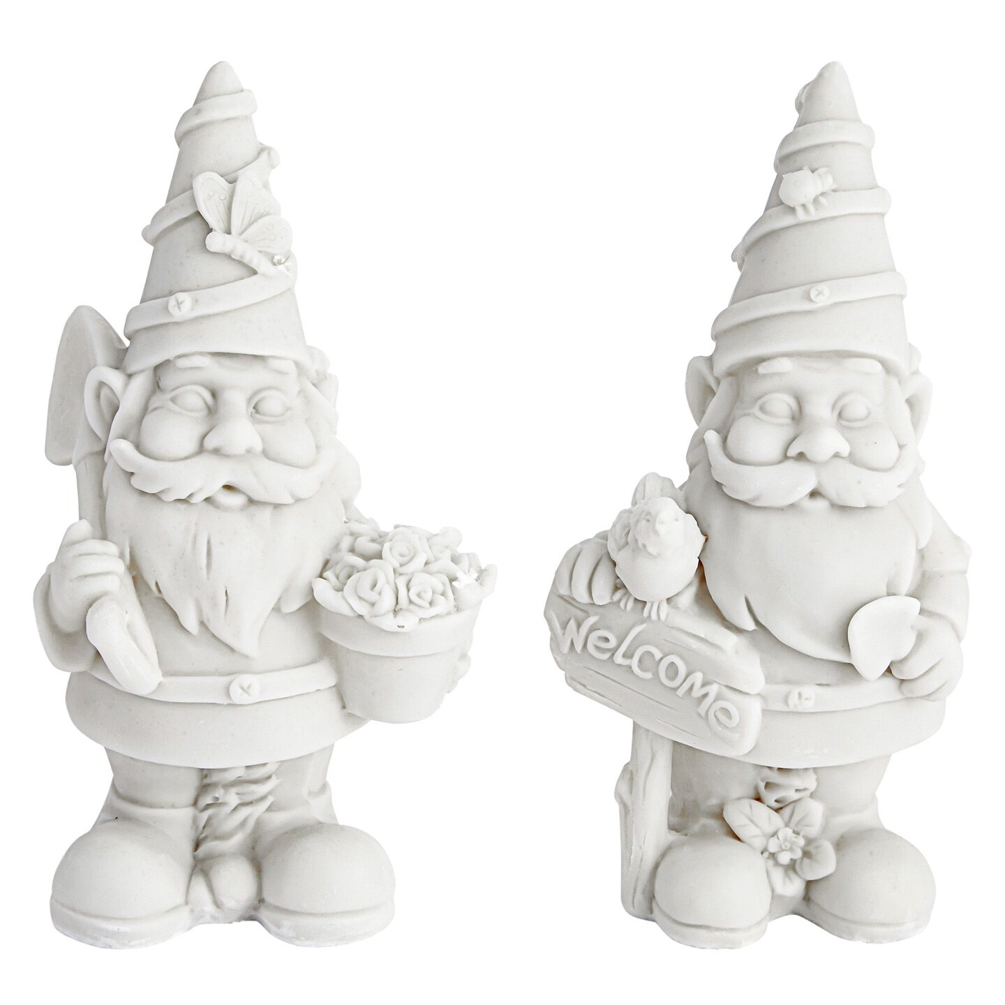 2 Pack Paint Your Own Garden Gnome Figurines - Ceramics to Paint for Adults - Blank Paintable Statues, Ready-to-Paint DIY Art &#x26; Craft Supplies