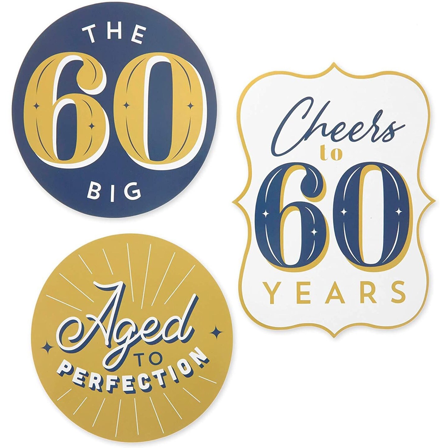 60th Birthday Decorations, Includes Table Centerpieces, Wall Sign, Ceiling Decorations and Confetti String (12 Pieces)