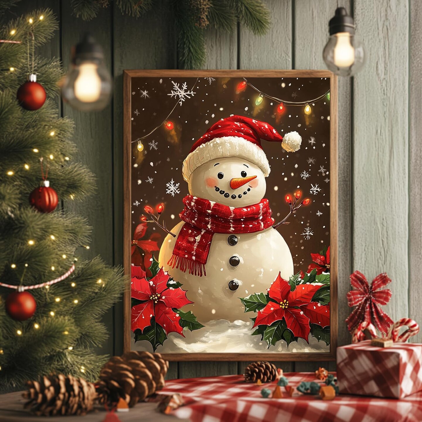 Christmas Paint by Numbers for Adult, Snowman Paint by Numbers Kit for Adults Beginners, DIY Christmas Acrylic Painting on Canvas for Home Wall Art Decor(16x20inch)