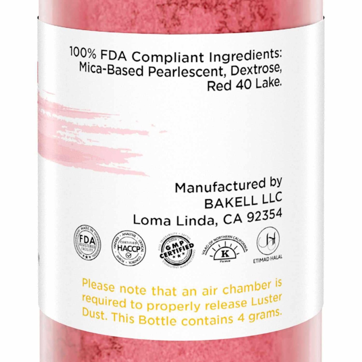 Bakell - American Red Luster Dust (4g, 1x Pump) Edible Vegan Dust &#x26; Paint for Baking, Desserts and Beverages