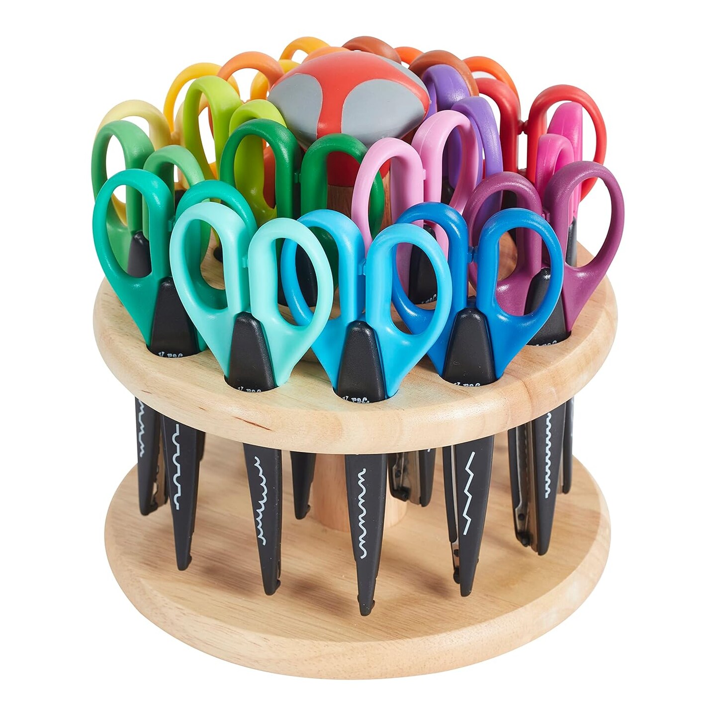 Kraft Edgers with Rotating Hardwood Rack, Decorative Scissors, Assorted, 18-Piece