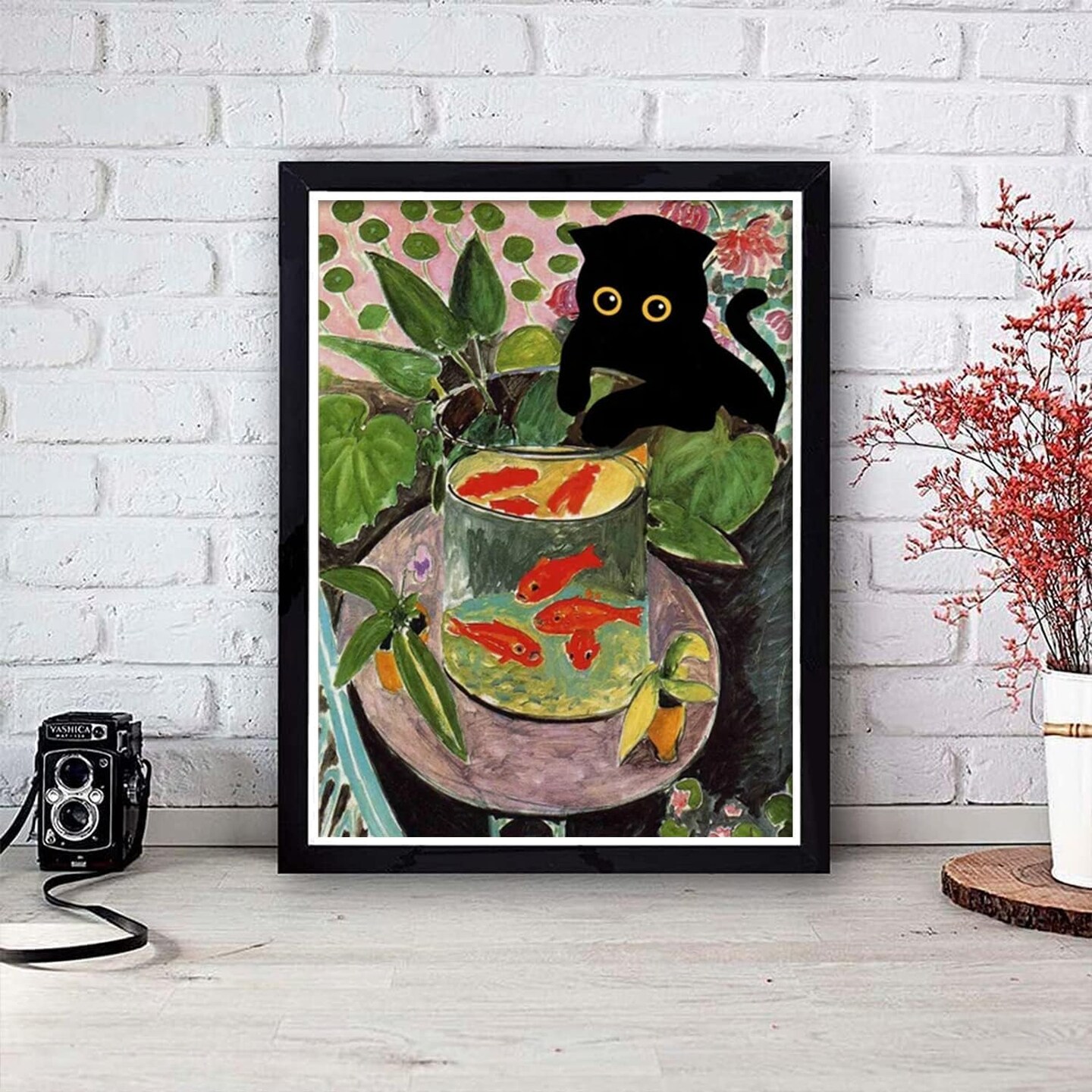 5D DIY Diamond Painting Kits for Adults,Cats Fishing for Goldfish Diamond Painting Full Drill Round Art Gems Diamond Art