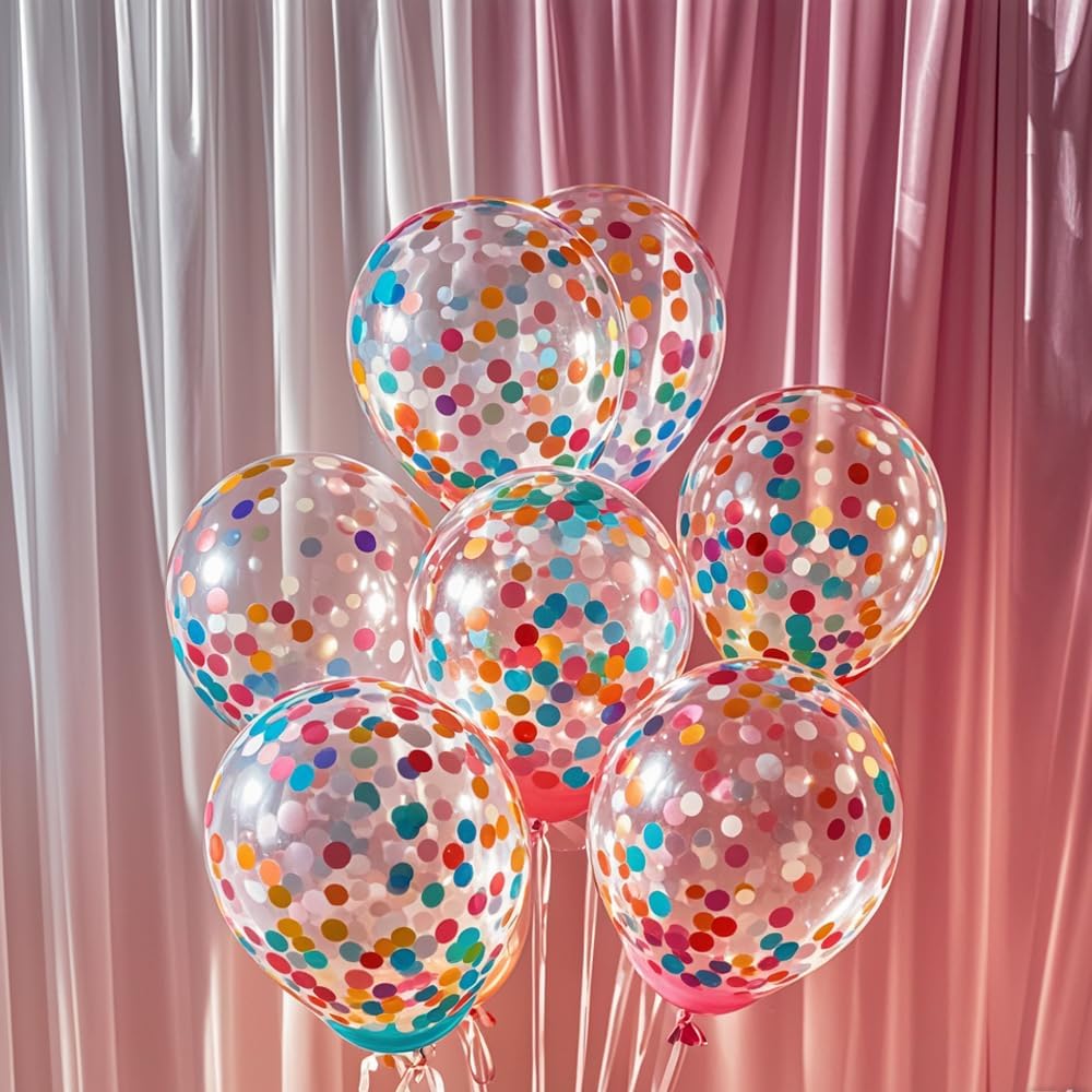 Latex Confetti Balloons, 12 inch, 50 Pcs, for Graduation, Birthday, Wedding, Baby Shower Party Decoration (Colorful confetti balloons)