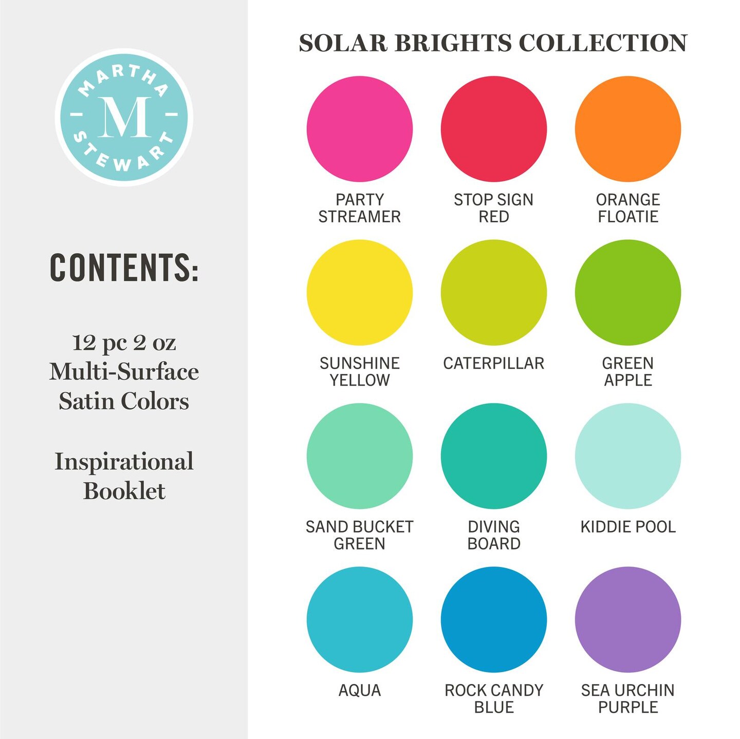 Martha Stewart&#x2122; Solar Brights - Multi-Surface Satin Paint Set - 12 pc. - 68663