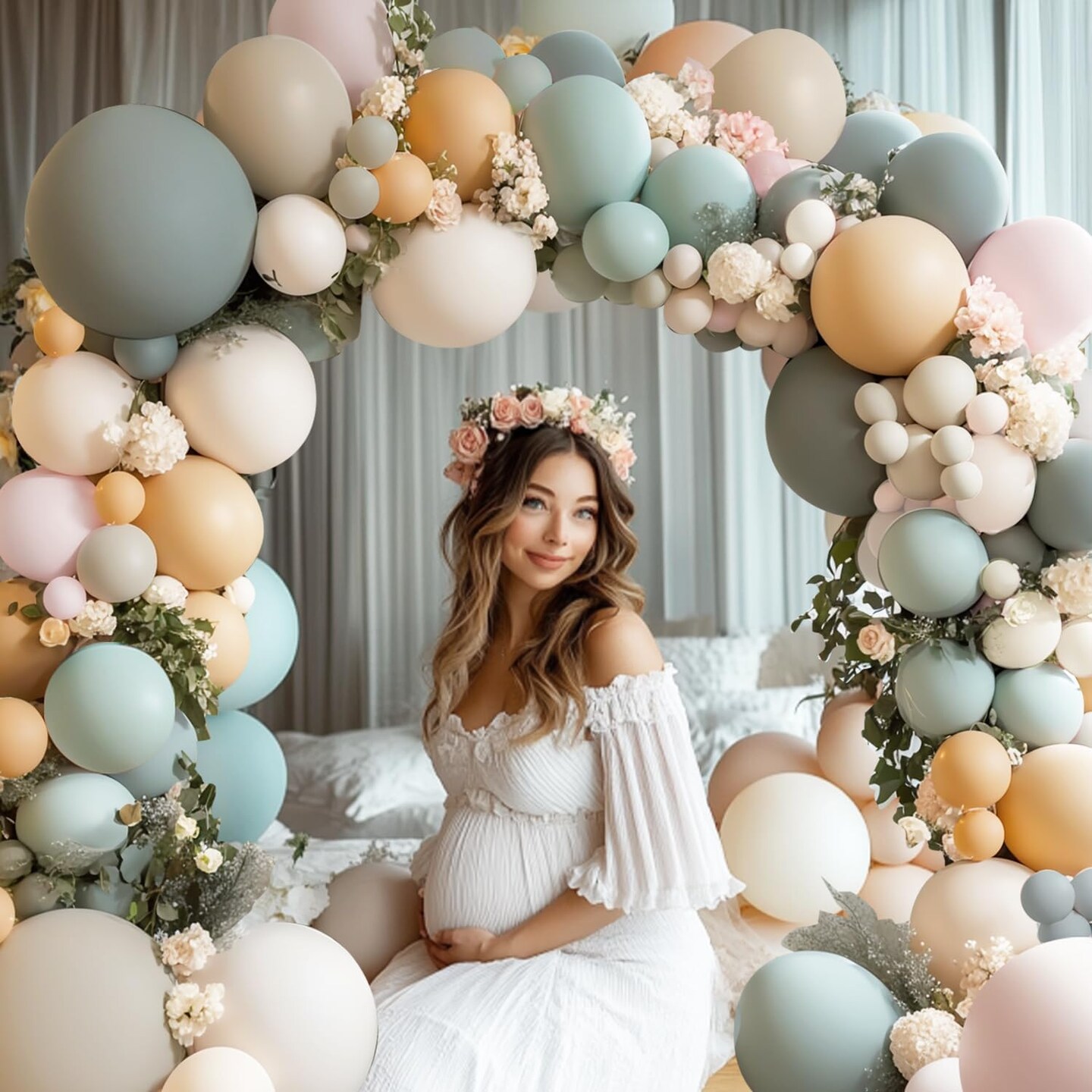 Dusty Green & Nude Balloon Arch Kit – Pastel Balloons for Wedding & Birthday Party Decor