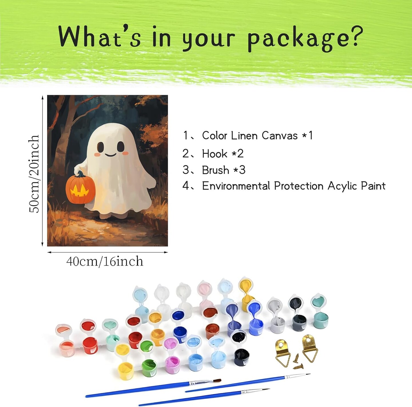 Ghost Holding a Pumpkin Lantern Paint by Number