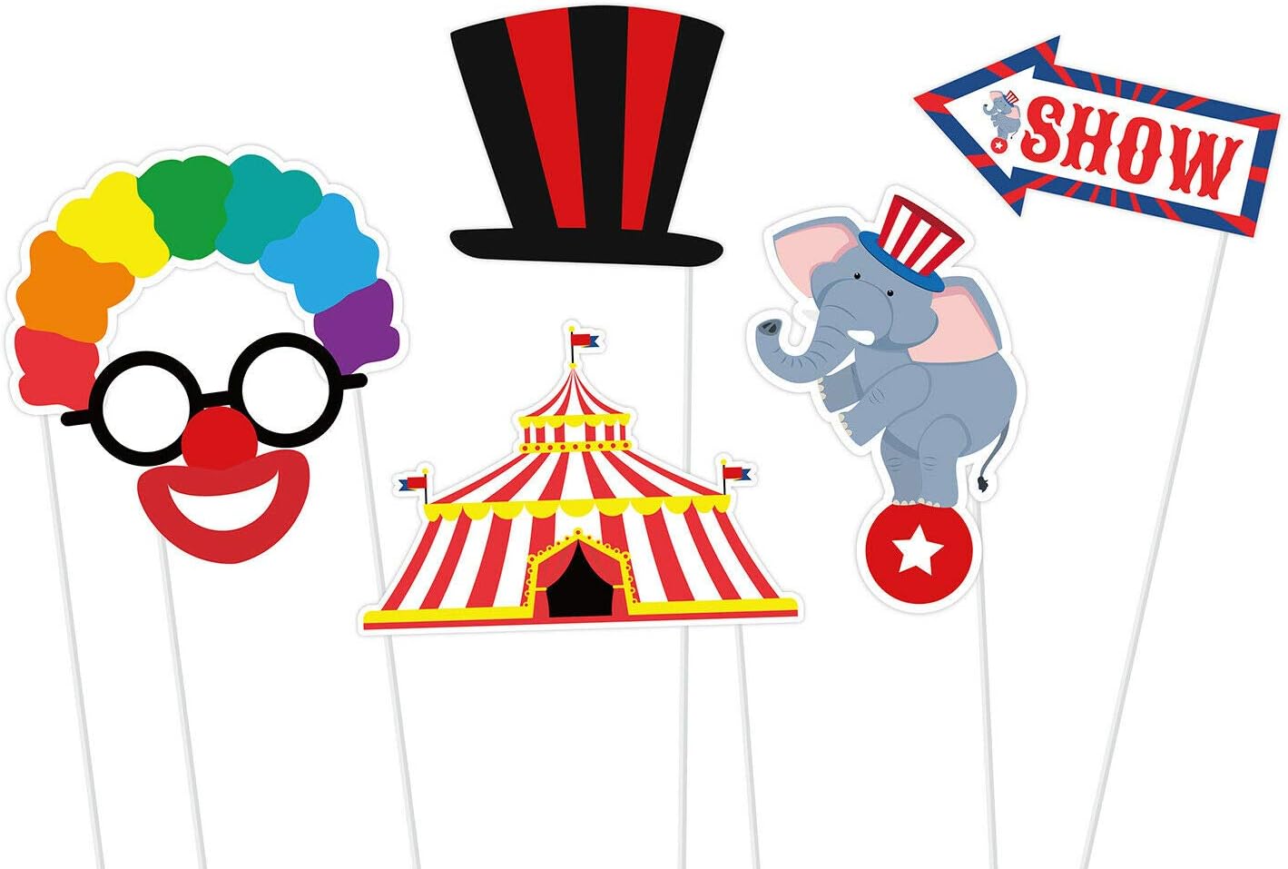 27PCS Carnival Circus Photo Booth Props Birthday Party Decorations Supplies