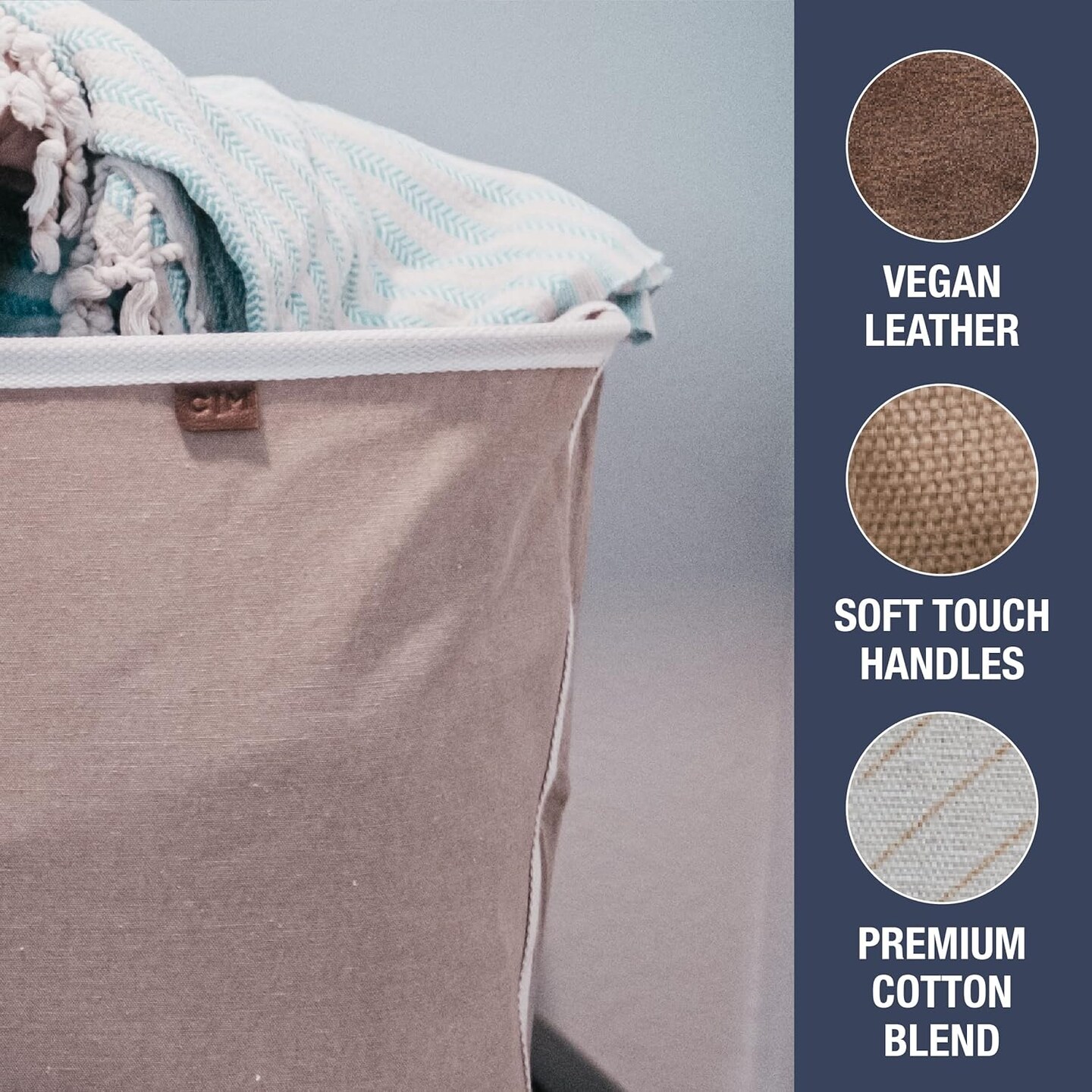 Collapsible Laundry Basket Hamper - LUXE Mocha 2-Pack 60L - Space Saving Storage Organizer with Handles Foldable Home Organization