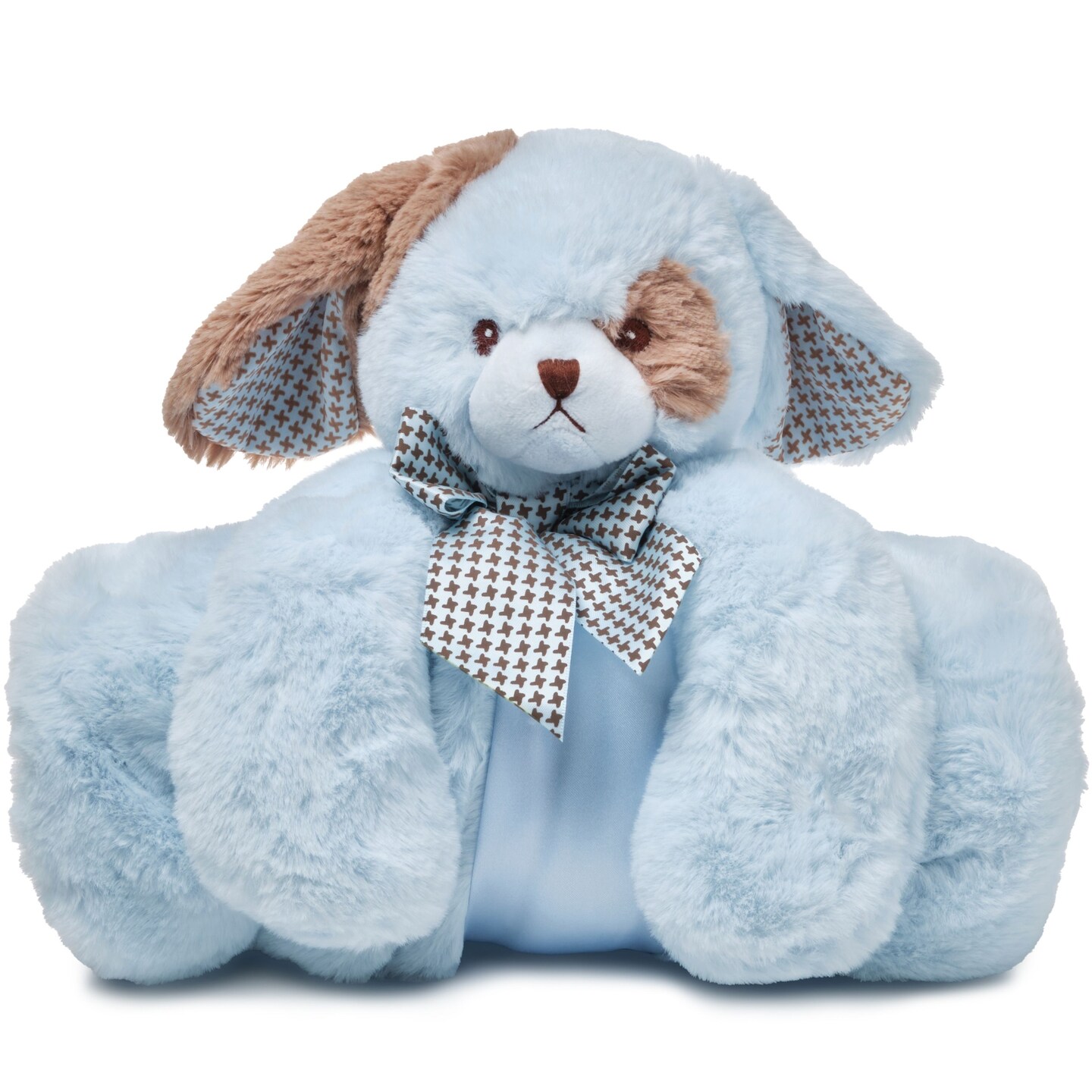 Bearington Waggles The Blue Dog Plush Lovie: Stuffed Animal Security Blanket for Infants, Measures 28.5” x 28.5” (Stroller Size), Soft Velour with Satin Lining, for Boys & Girls & All