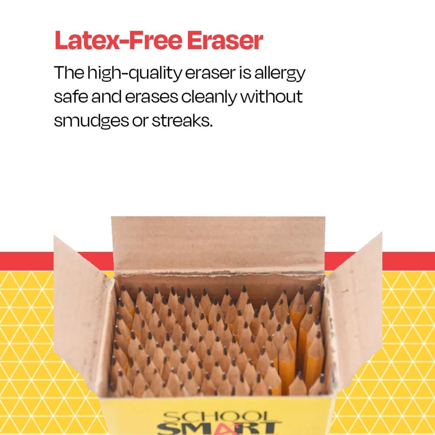 School Smart No 2 Pencils, Pre-Sharpened, Hexagonal with Latex-Free Erasers, Pack of 96