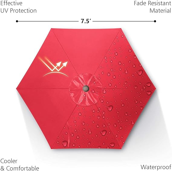 Patio Umbrella, UV Protect Pool Umbrella with Heavy Duty Pole,Outdoor Umbrella with Push Botton Tilt &#x26; Crank